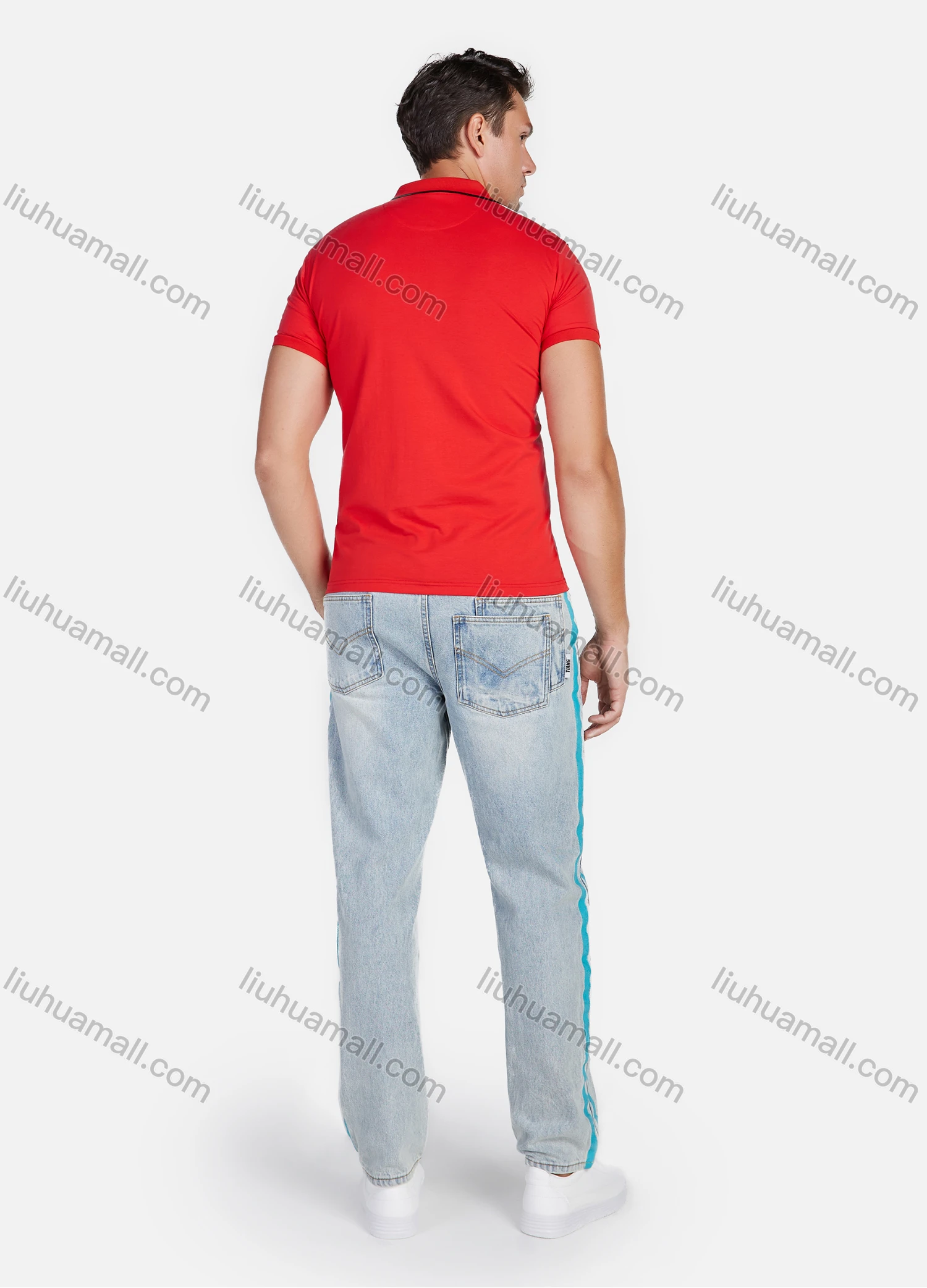 Wholesale Men's Casual Badge Pattern Short Sleeve Daily Life Polo Shirt - Liuhuamall