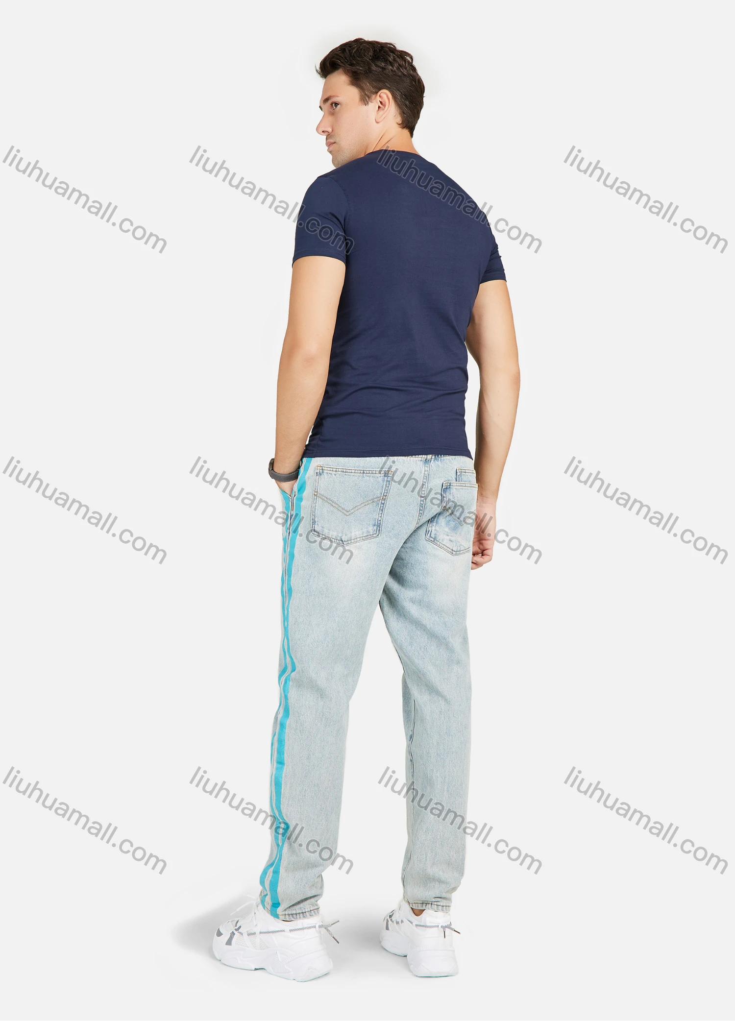 Wholesale Men's Cotton Casual Letter Print Round Neck Short Sleeve Daliy Tee - Liuhuamall