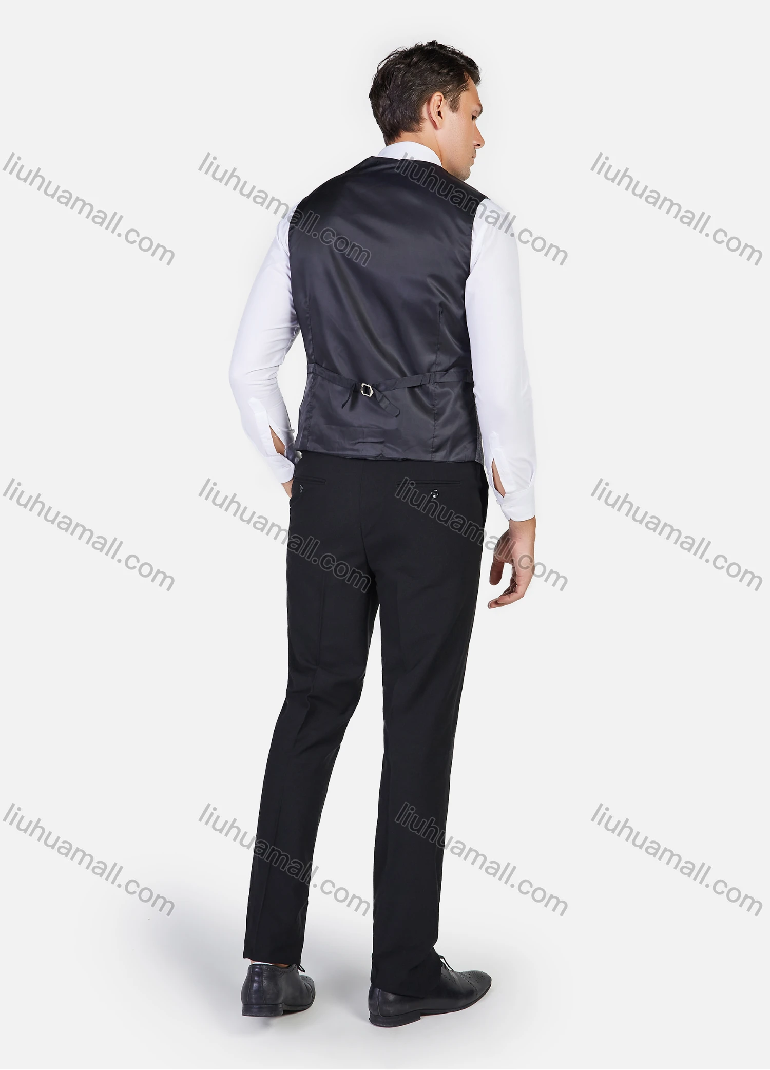 Wholesale Men's Formal Plaid Print Slim Fit Lapel Contrast Color Suit Jacket With Waistcoat 3 Piece Set - Liuhuamall