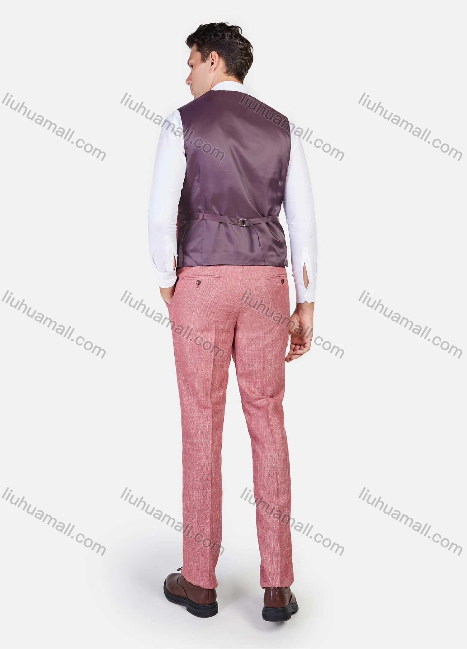 Wholesale Men's Formal Business Plain Slim Fit Lapel Suit Jacket With Waistcoat 3 Piece Set - Liuhuamall