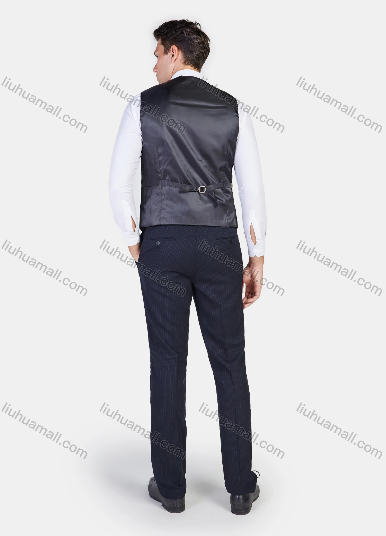 Wholesale Men's Formal Business Striped Print Slim Fit Lapel Suit Jacket With Waistcoat 3 Piece Set - Liuhuamall