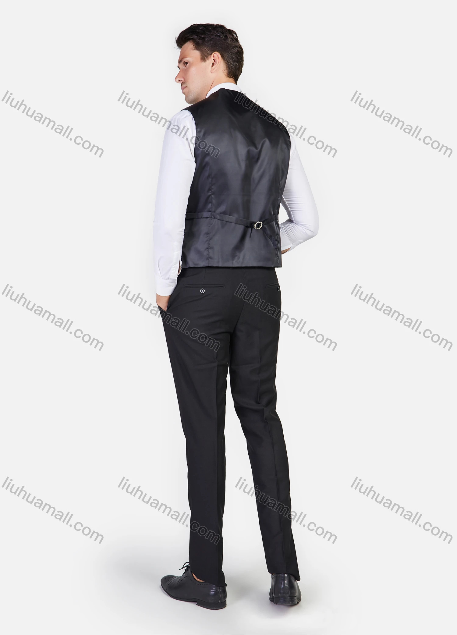 Wholesale Men's Formal Plain Slim Fit Shawl Collar Suit Jacket With Waistcoat 3 Piece Set - Liuhuamall