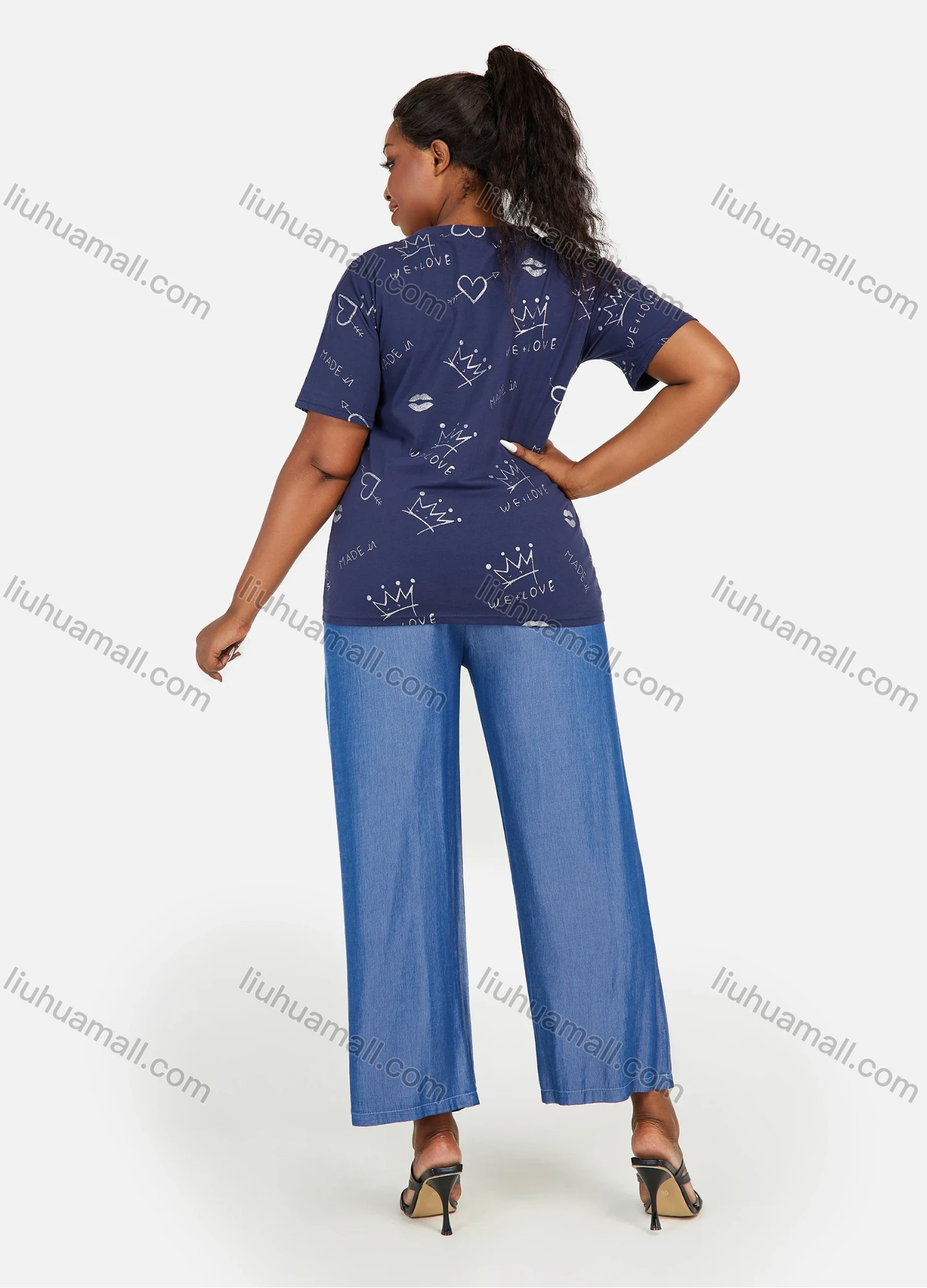 Wholesale Women's Graffiti Graphic Round Neck Short Sleeve Casual T-Shirt - Liuhuamall