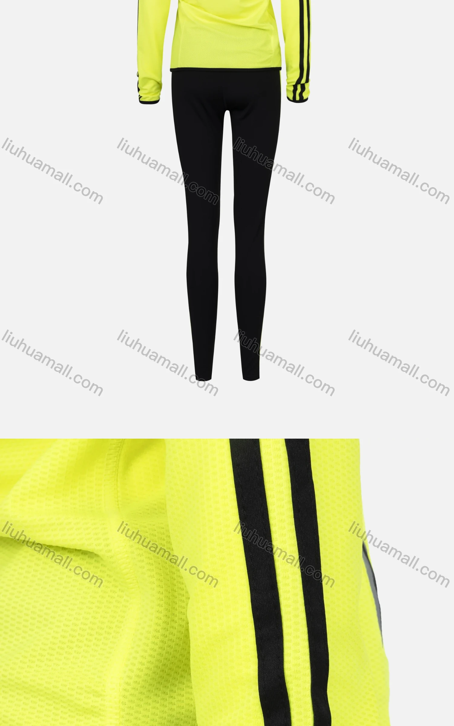 Wholesale Women's Zip Hooded Pockets Striped Jacket & Leggings Sporty Set 9131# - Liuhuamall