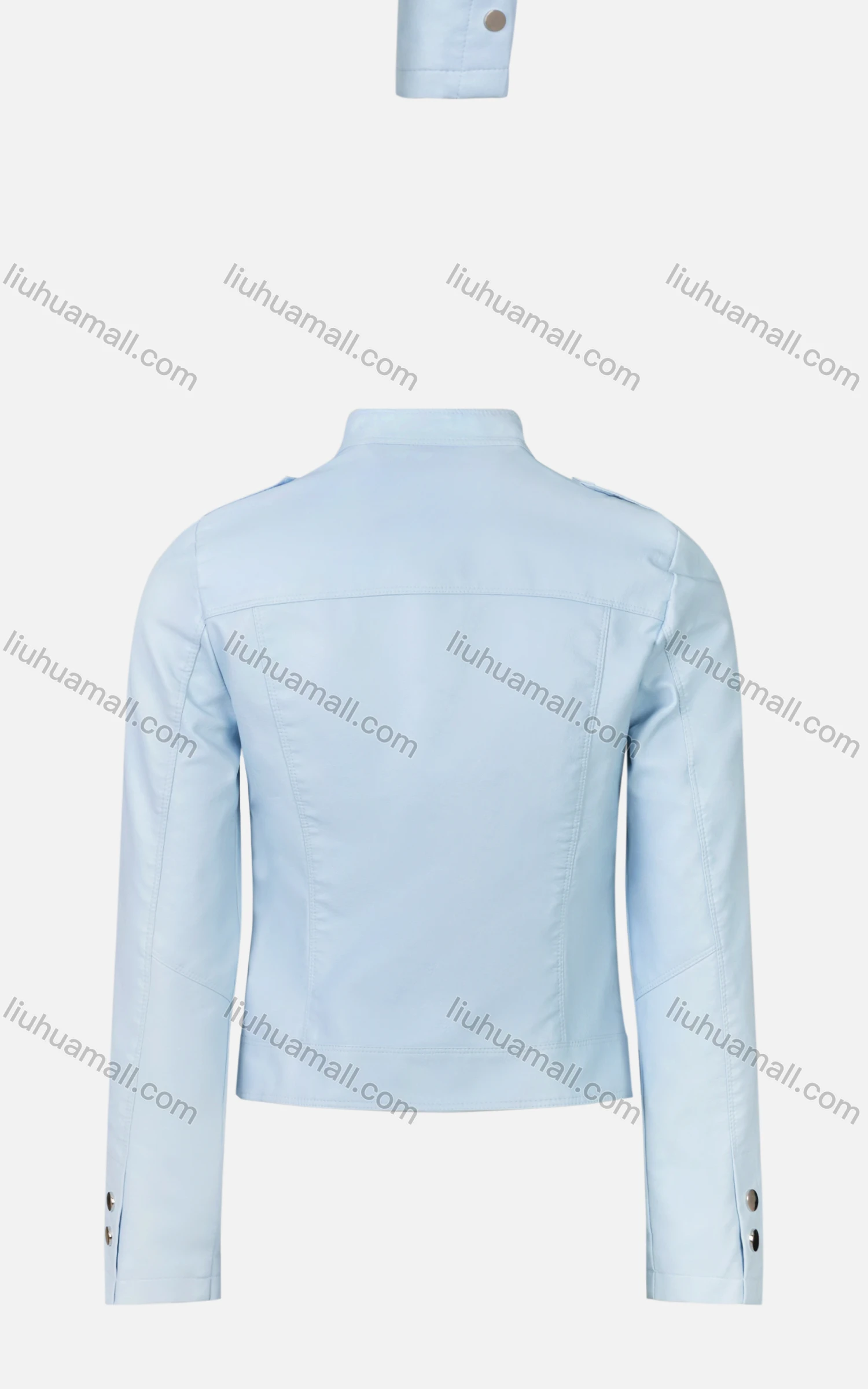 Wholesale Women's Trendy Plain Stand Collar Zip Side PU Leather Crop Biker Jacket - Liuhuamall