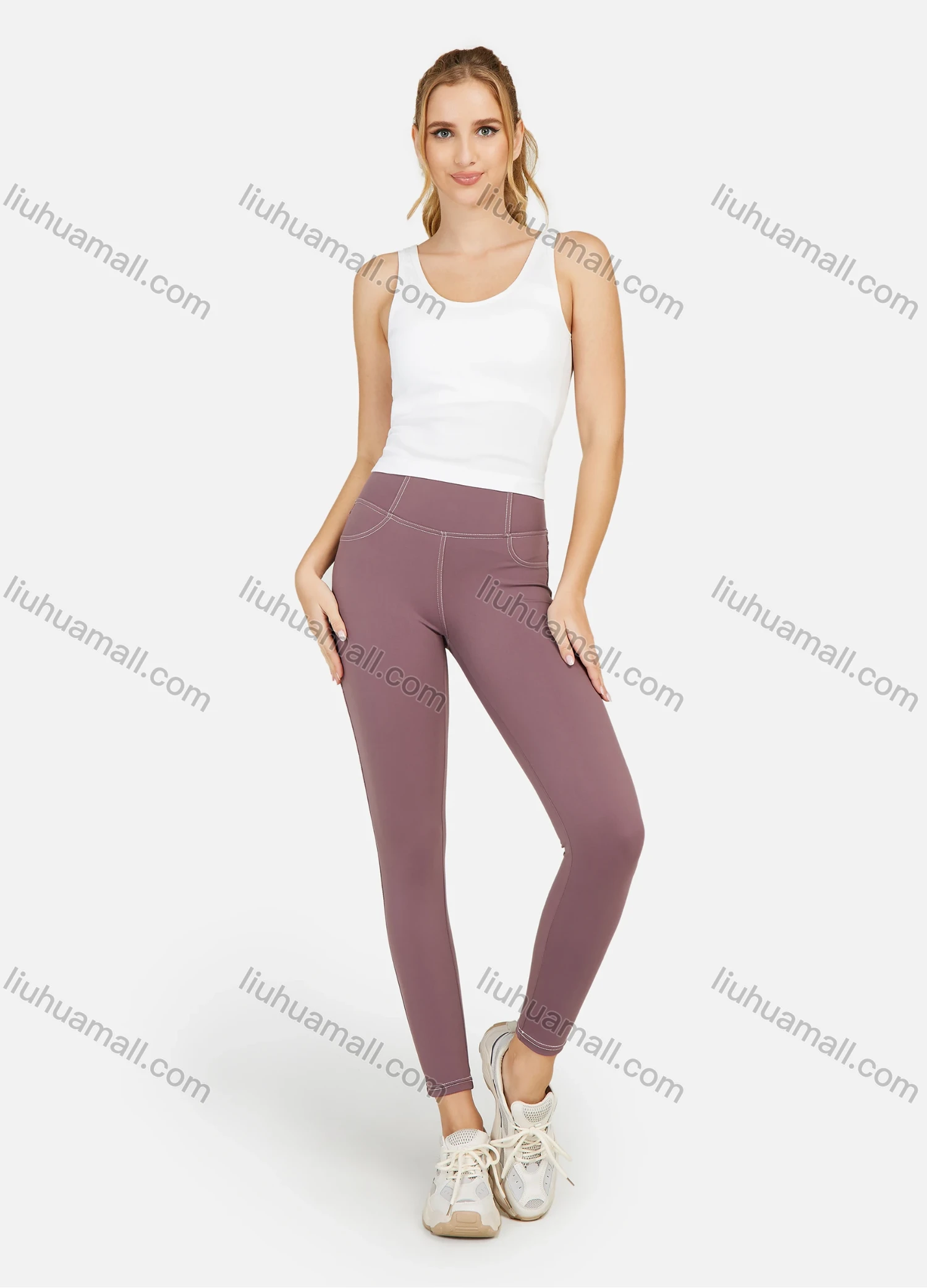 Wholesale Women's Plain Scoop Neck Workout Tank Top - Liuhuamall