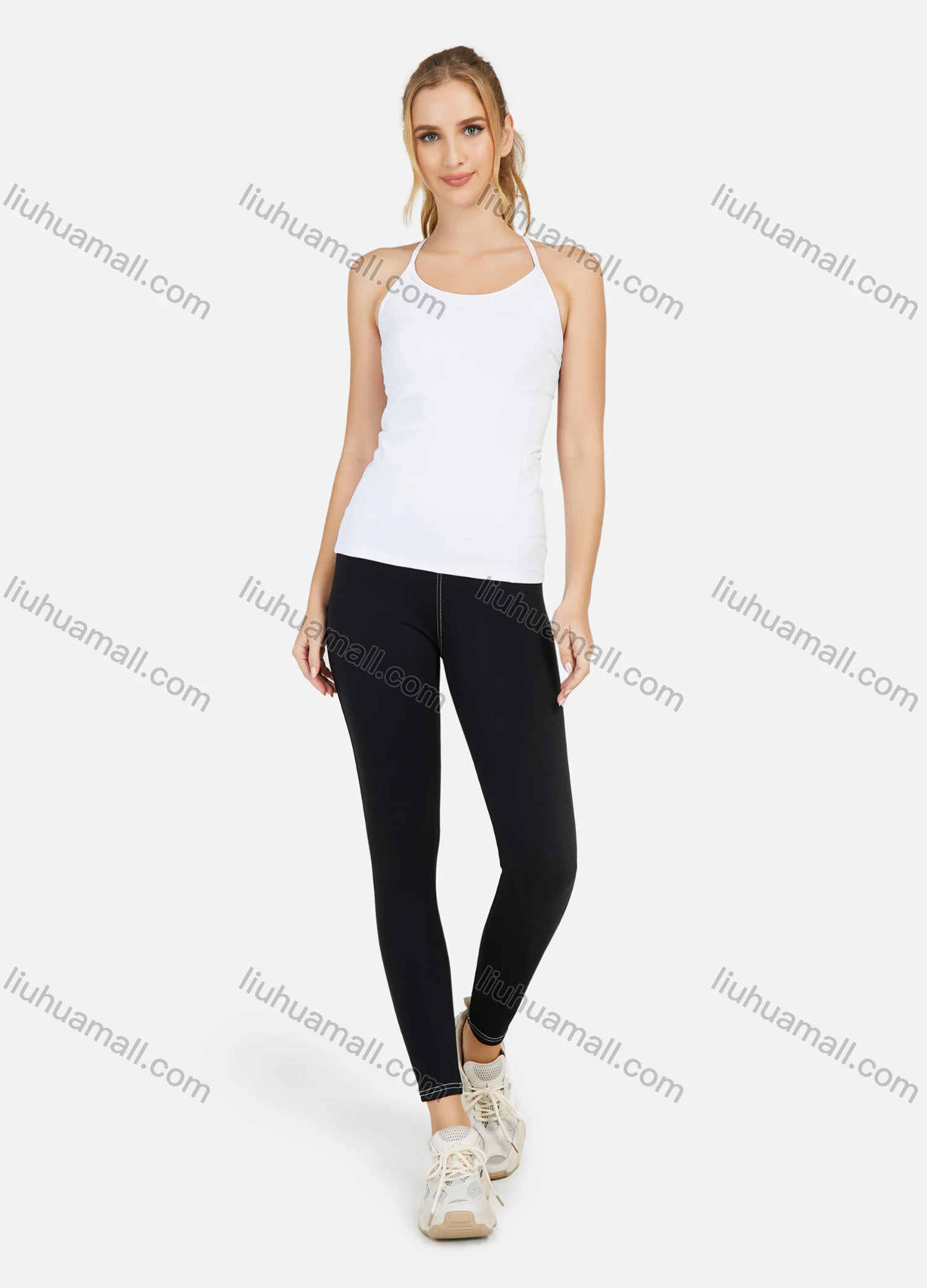 Wholesale Women's Topstitch Sewing High Waist Elasticity Sporty Leggings - Liuhuamall