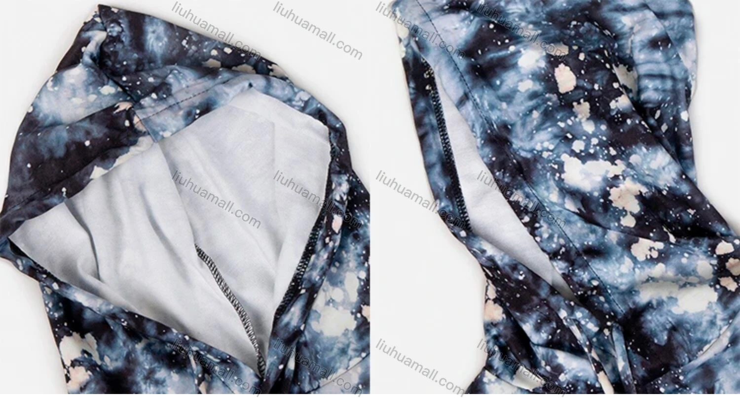 Wholesale Women's Casual Ink Splash Tie Dye Long Sleeve Drawstring Hoodie & Dual Pockets Pants 2 Piece Set - Liuhuamall