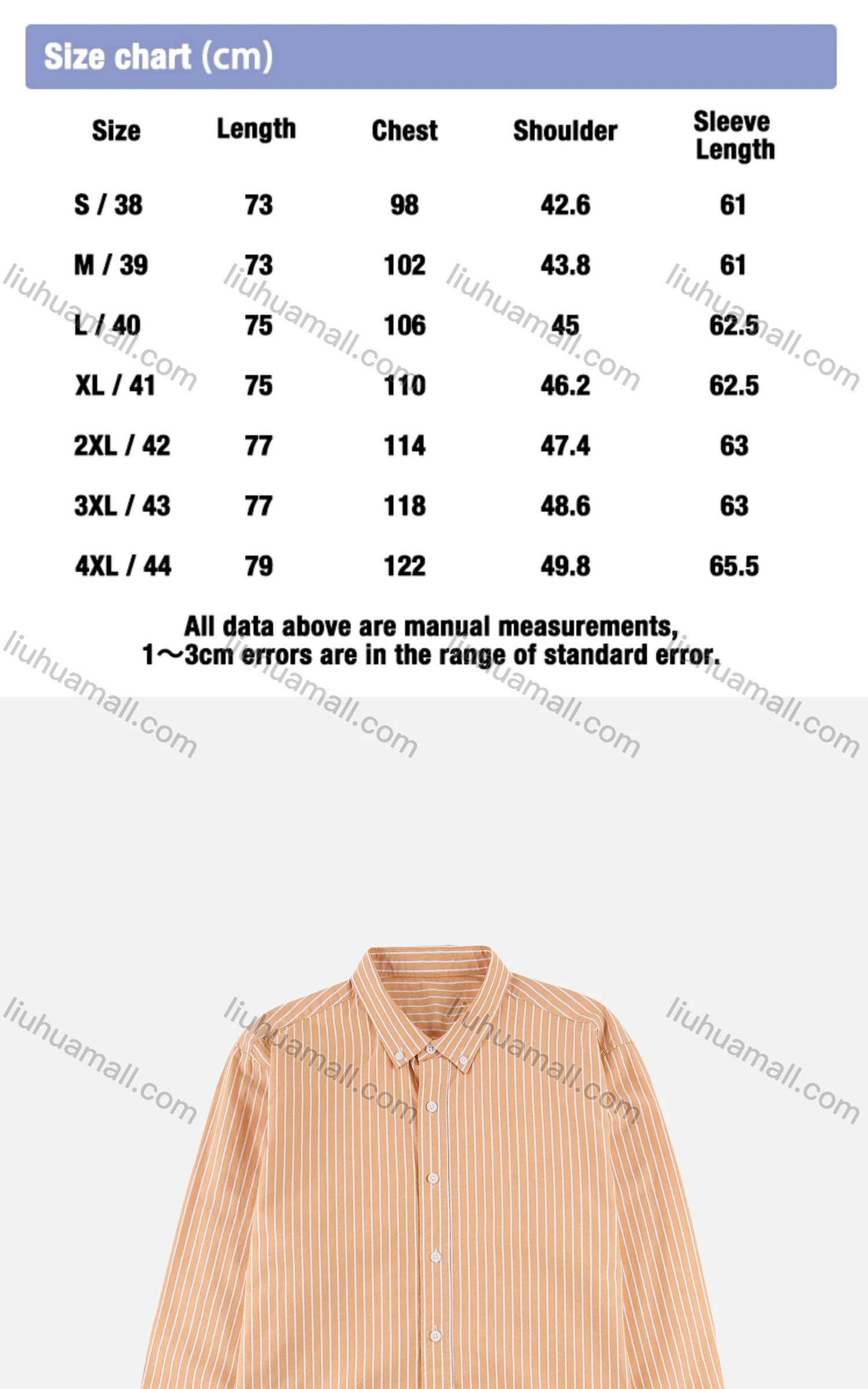 Wholesale Men's 100% Cotton Striped Print Casual Long Sleeve Button Down Shirt - Liuhuamall