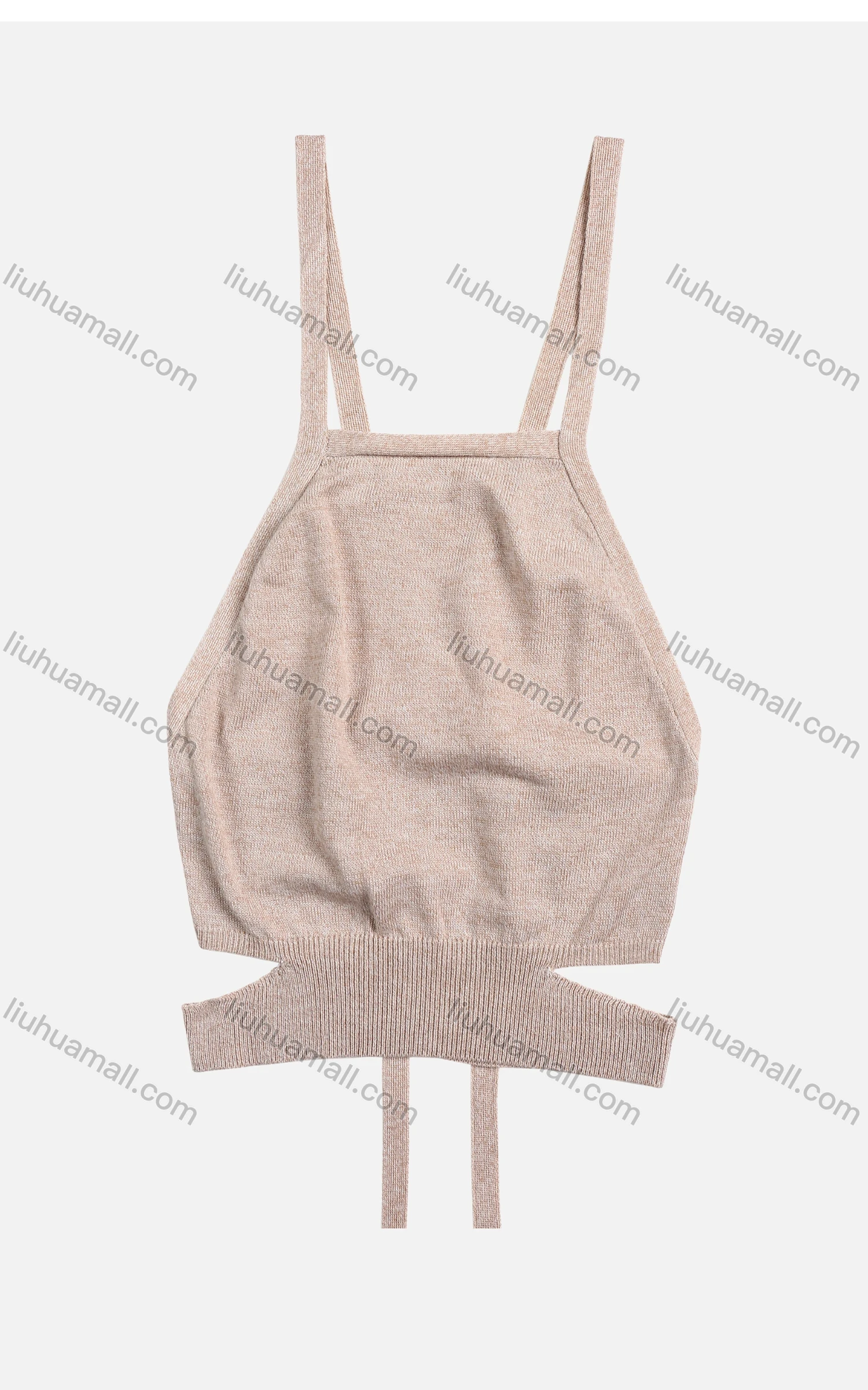 Wholesale Women's Rib-Knit Cut Out Waist Tie Back Open Back Sexy Crop Cami Top - Liuhuamall