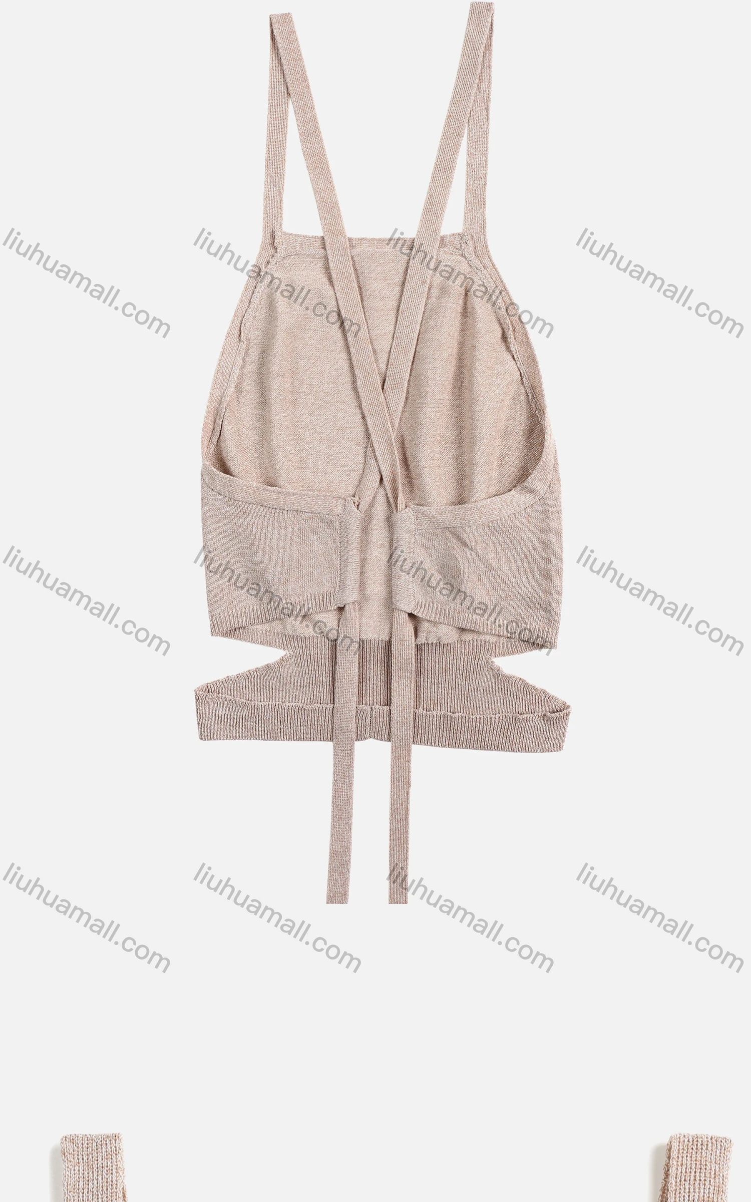 Wholesale Women's Rib-Knit Cut Out Waist Tie Back Open Back Sexy Crop Cami Top - Liuhuamall