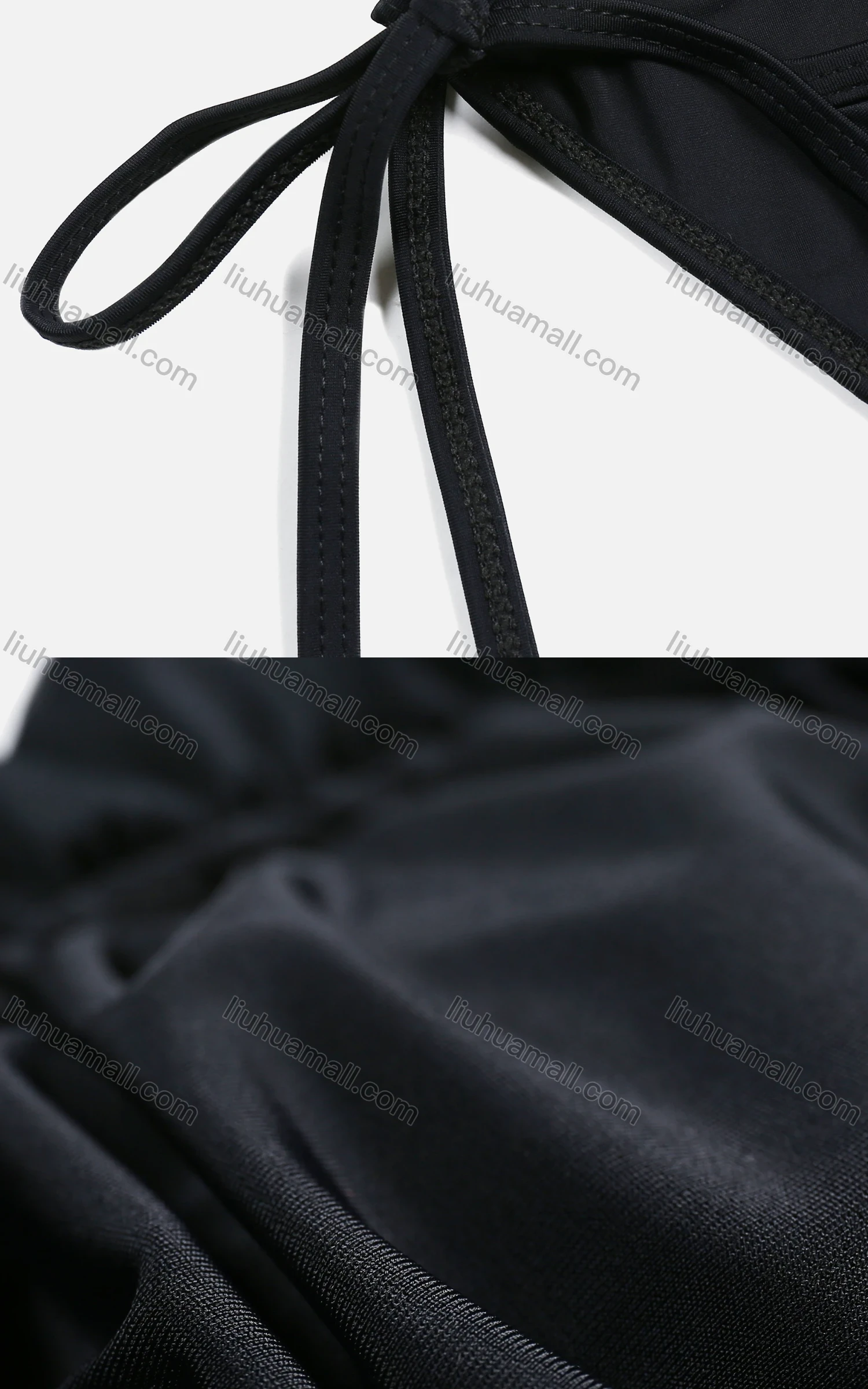 Wholesale Women's Summer Plain Lace up Ruffle Trim Ruched Sexy Bikini Beach Swimwear - Liuhuamall