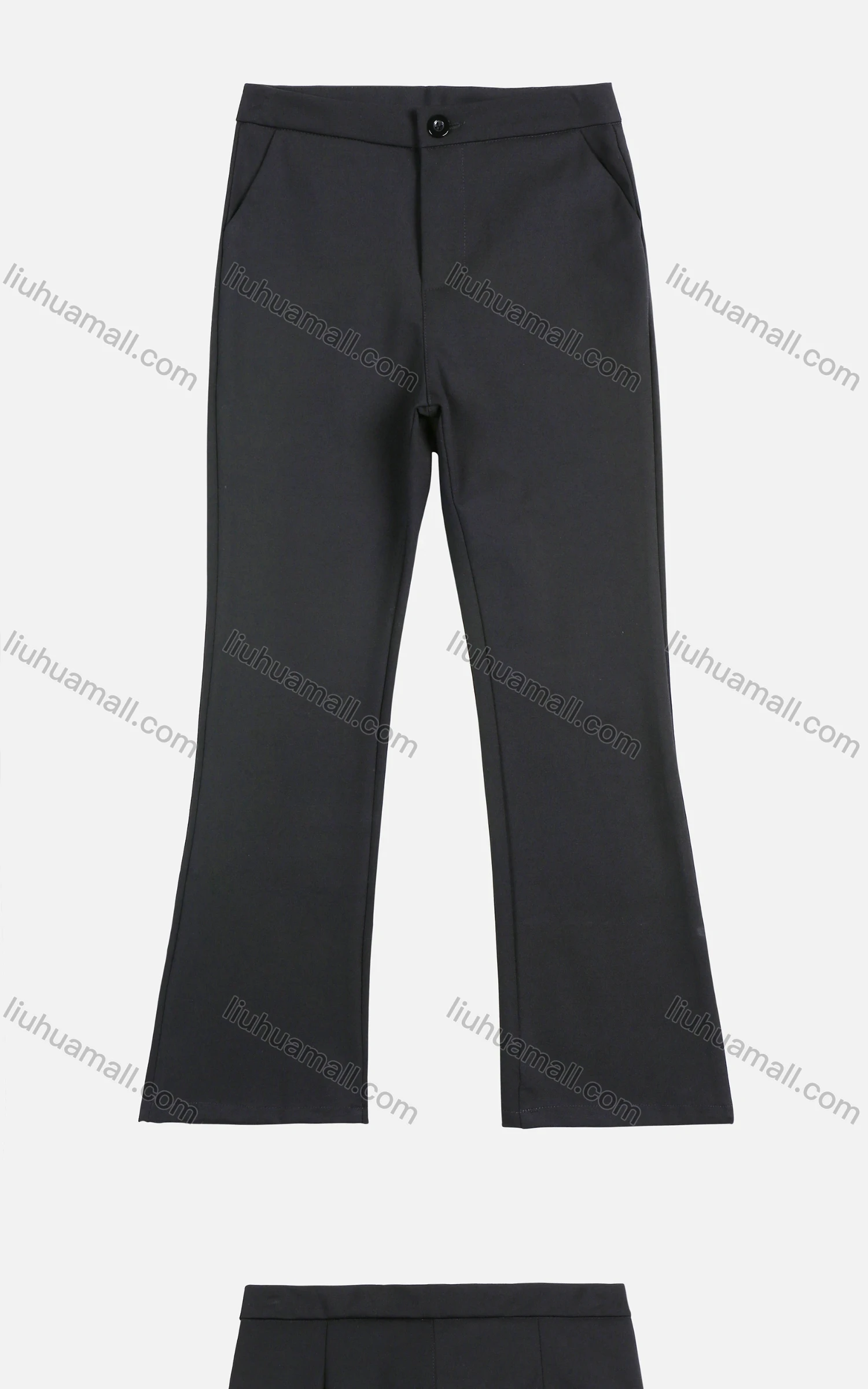 Wholesale Women's Casual Plain Button Closure High Waist Slim Fit Flared Pants - Liuhuamall