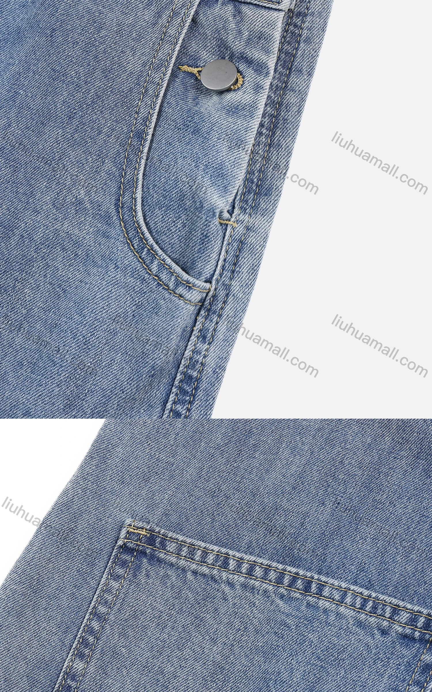 Wholesale Women's Straight Wide Leg Side Pocket Short Suspenders Denim Romper - Liuhuamall