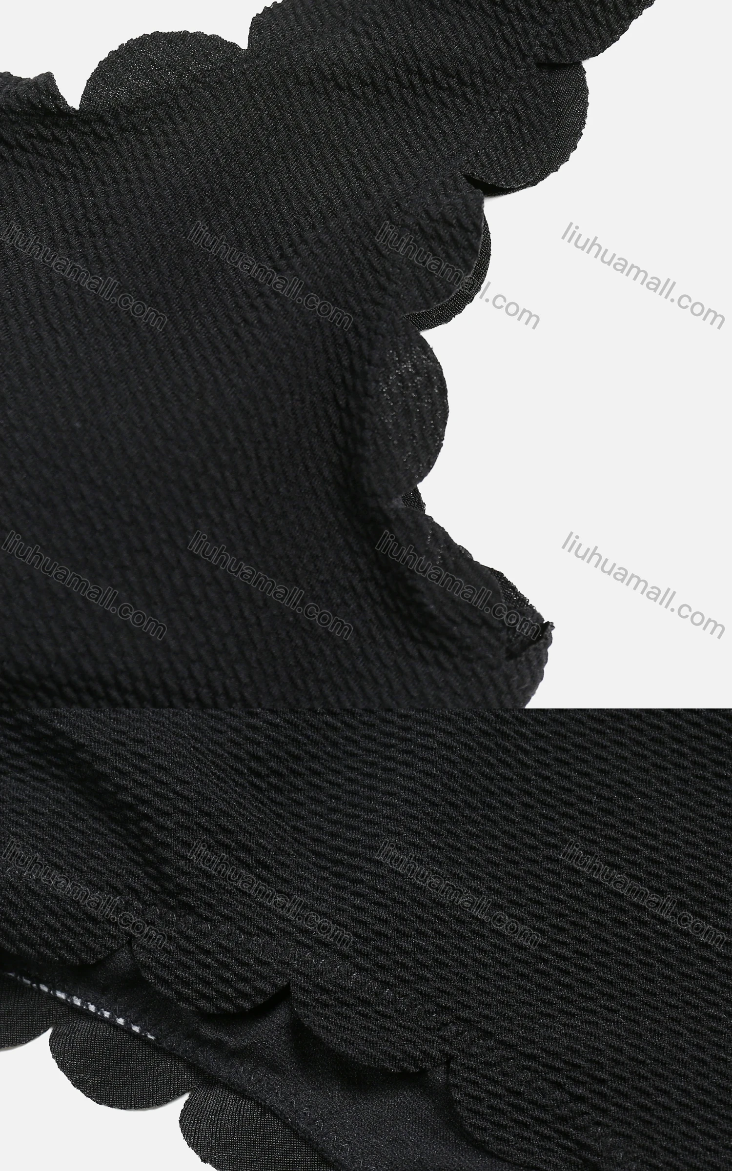 Wholesale Women's Plain One Shoulder Scalloped Trim High Waist Beach Swimsuit - Liuhuamall