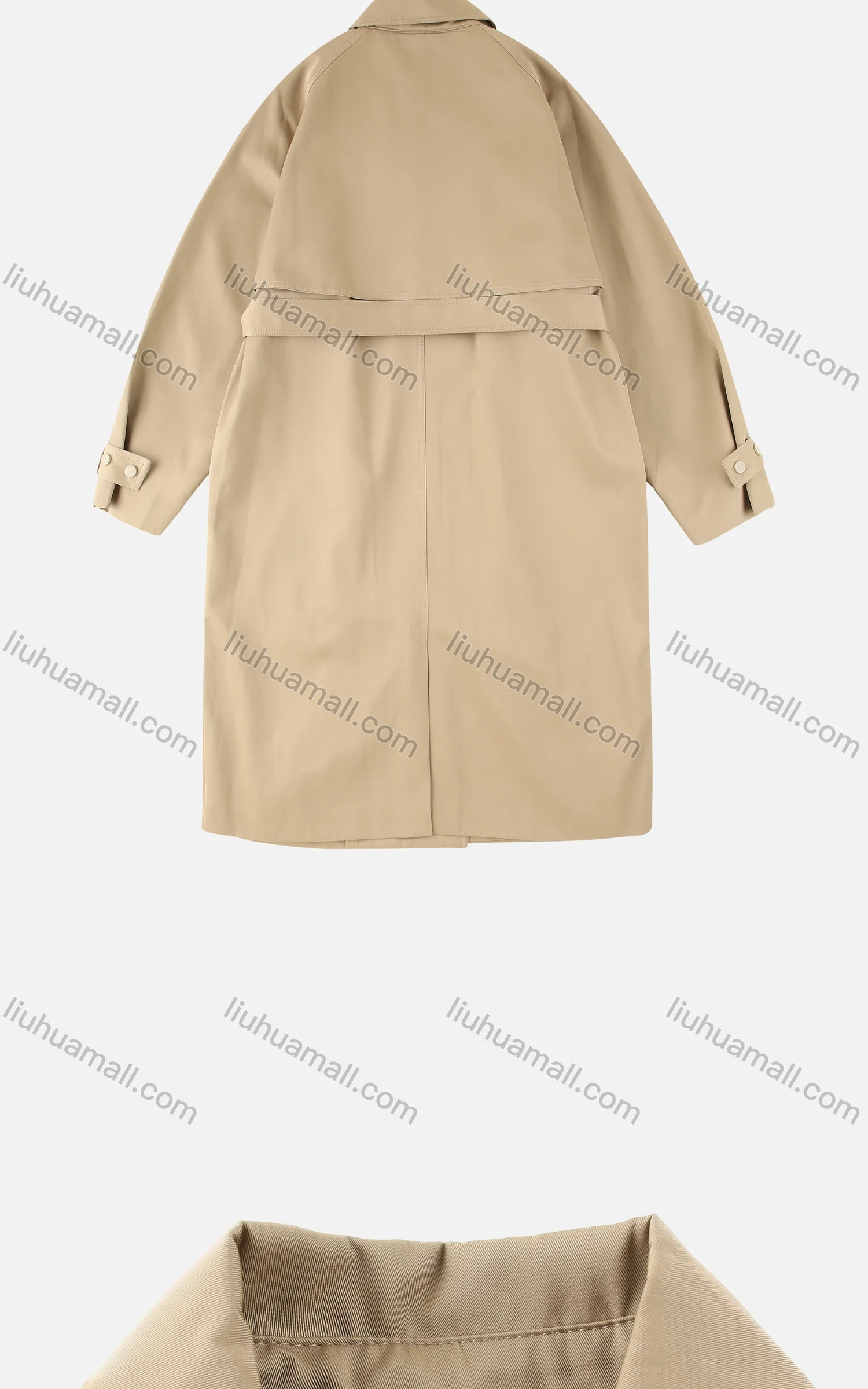 Wholesale Women's Casual Collared Patch Pocket Belted Button Thermal Trench Coat - Liuhuamall