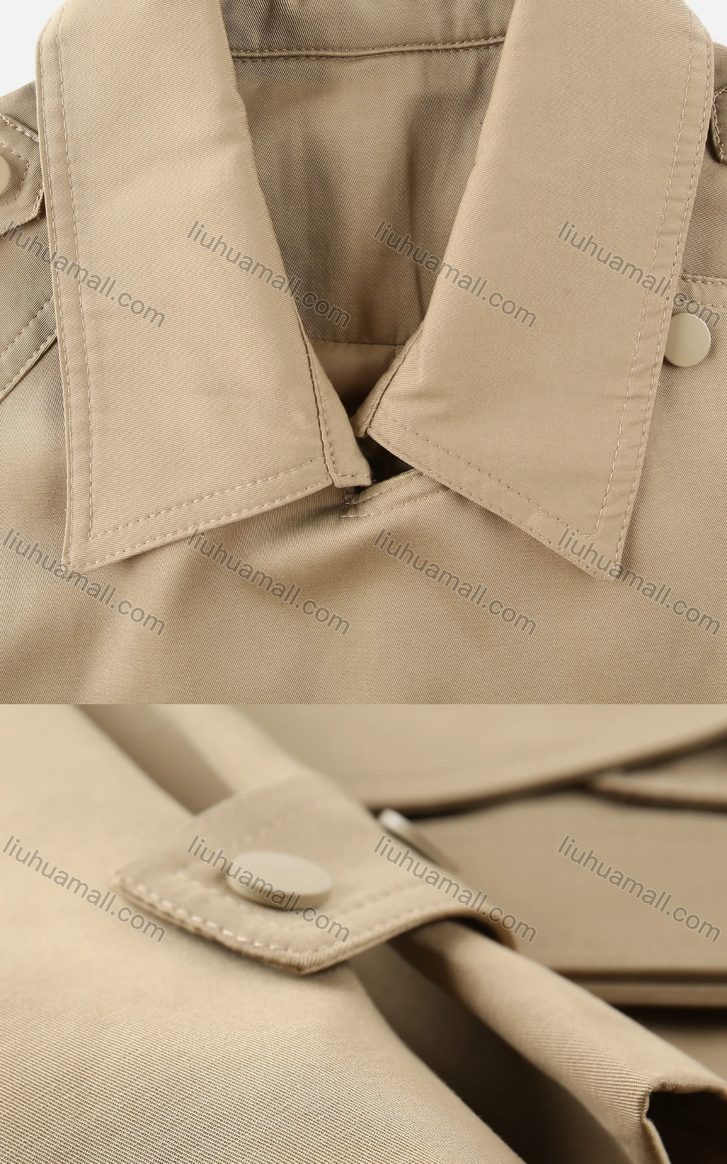 Wholesale Women's Casual Collared Patch Pocket Belted Button Thermal Trench Coat - Liuhuamall