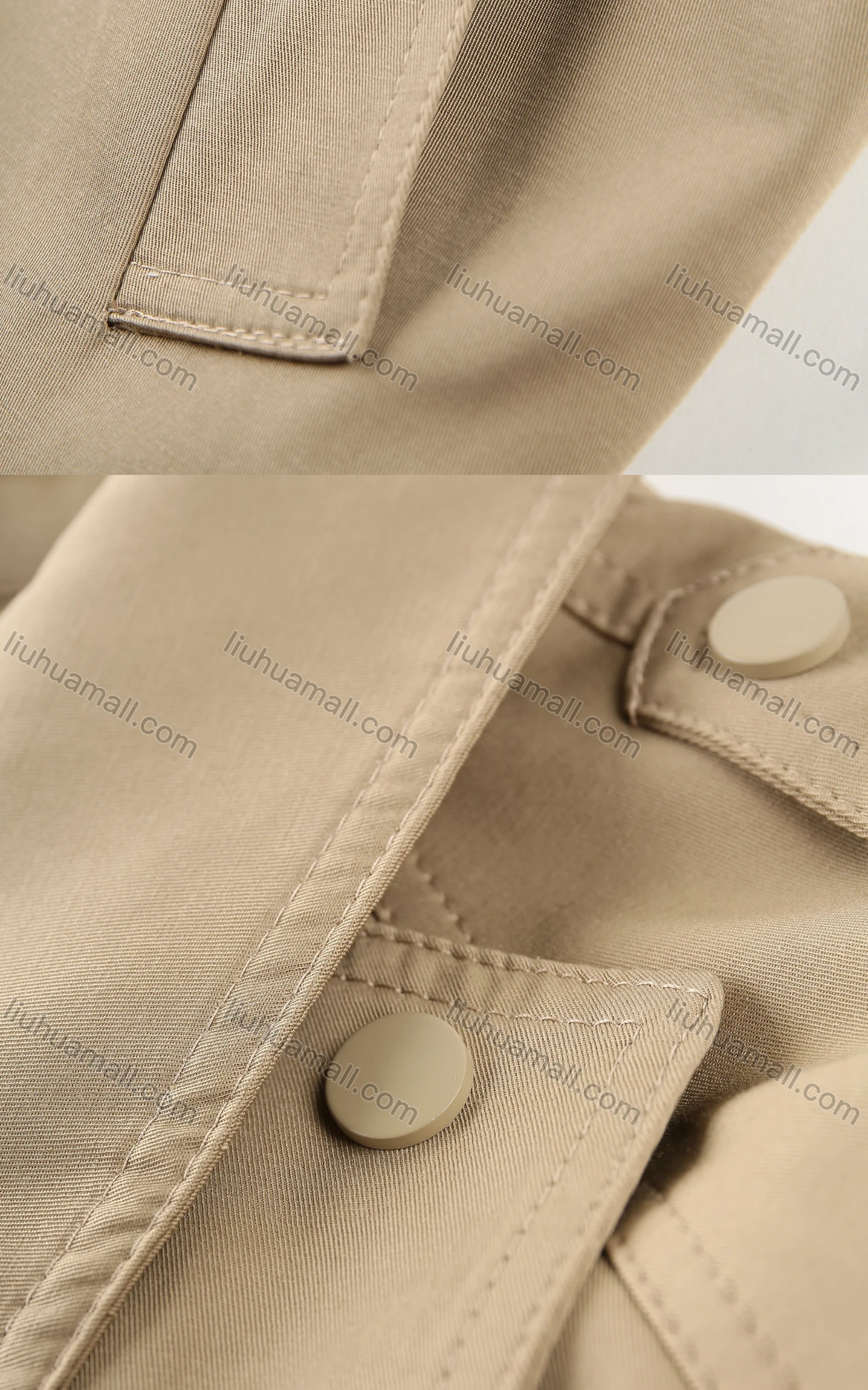 Wholesale Women's Casual Collared Patch Pocket Belted Button Thermal Trench Coat - Liuhuamall