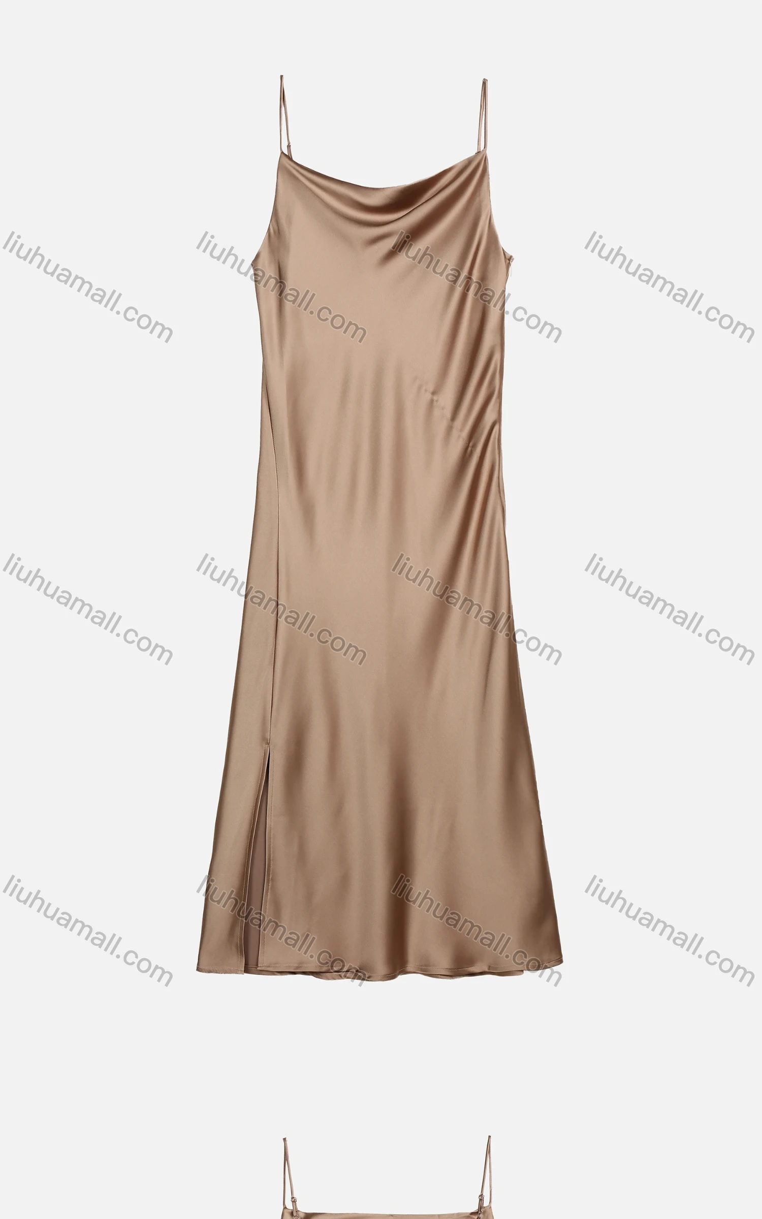 Wholesale Women's Summer Elegant Plain Satin Split Hem Maxi Cami Dress - Liuhuamall
