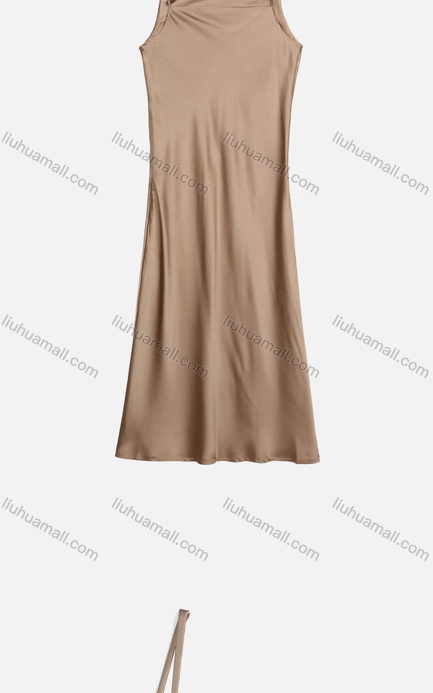 Wholesale Women's Summer Elegant Plain Satin Split Hem Maxi Cami Dress - Liuhuamall