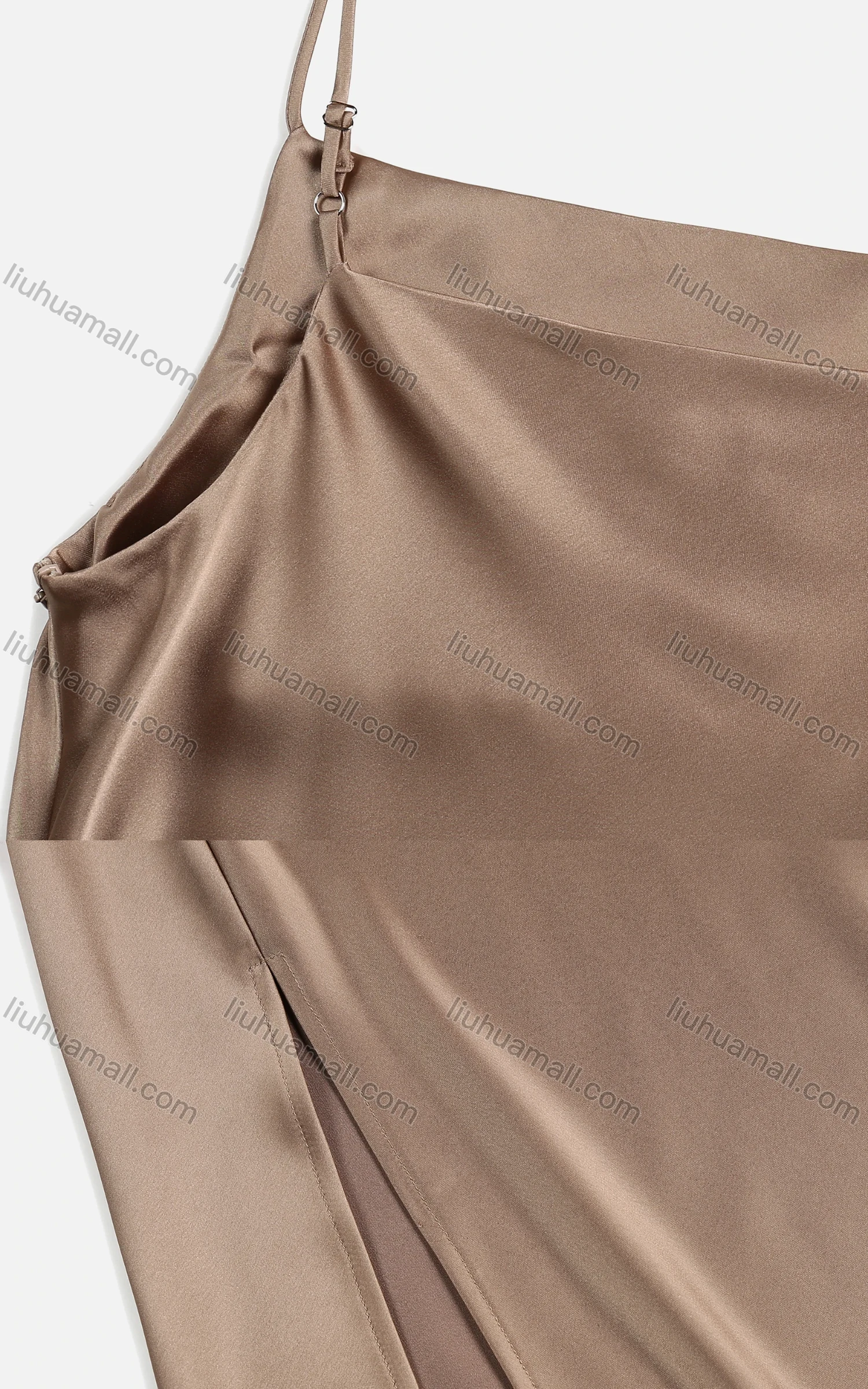 Wholesale Women's Summer Elegant Plain Satin Split Hem Maxi Cami Dress - Liuhuamall