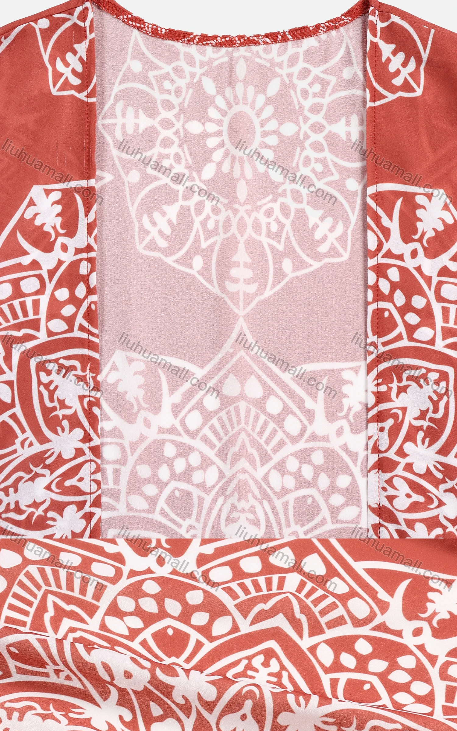 Wholesale Women's Vintage Print Open Front Fringe Trim Cover Up Cardigan - Liuhuamall