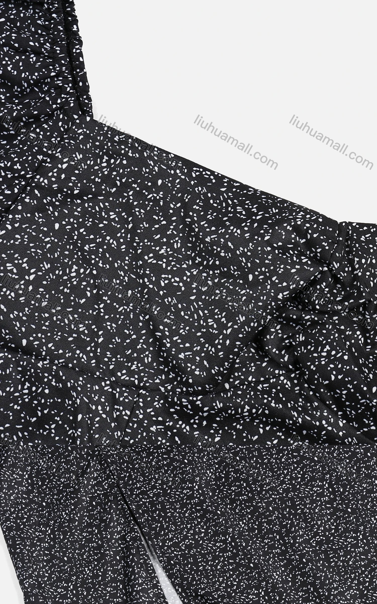 Wholesale Women's Classic Allover Print Puff Sleeve Split Hem Casual Short Dress - Liuhuamall