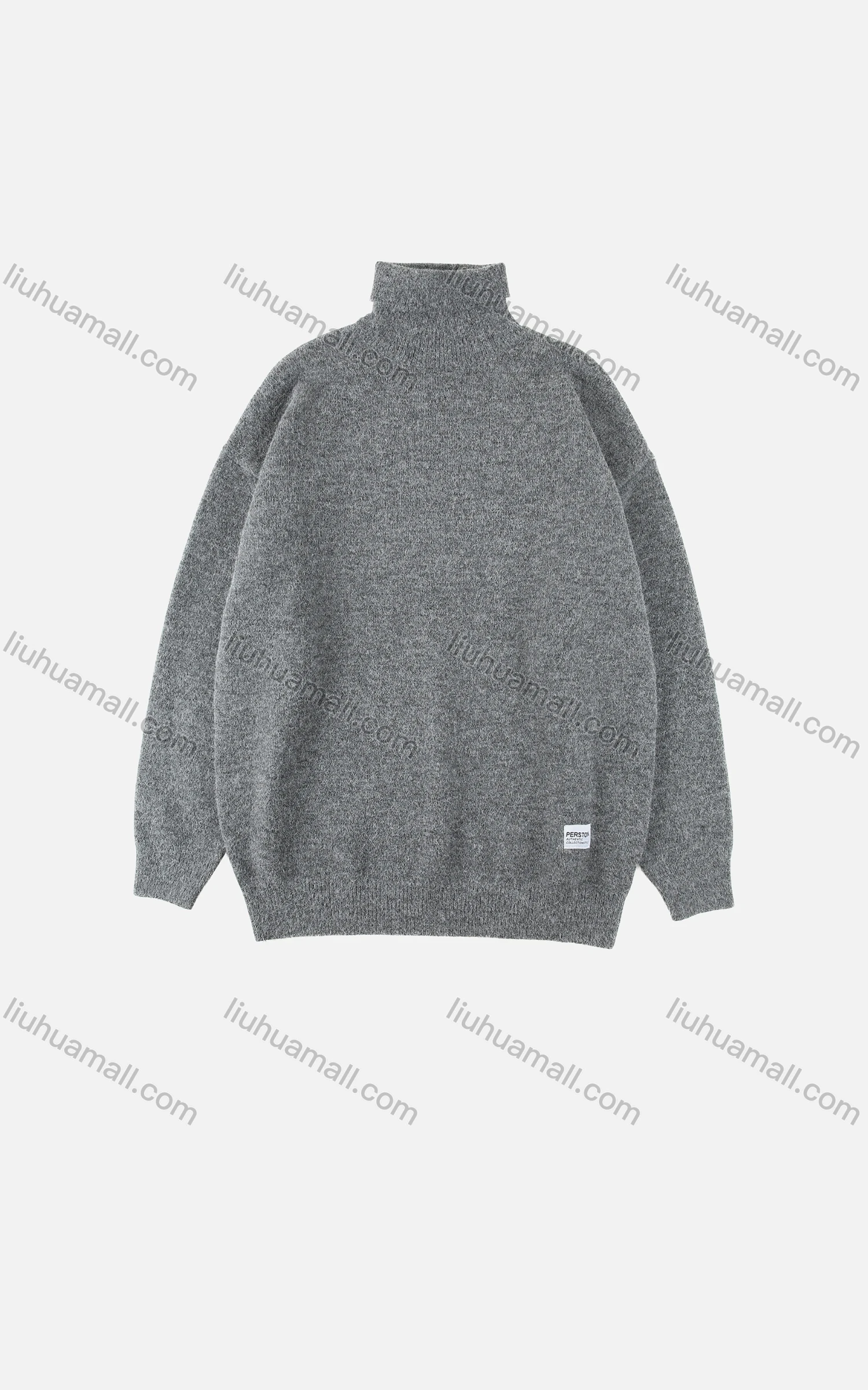 Wholesale Men's Casual Plain High Neck Drop Shoulder Long Sleeve Turtleneck Knit Sweater - Liuhuamall