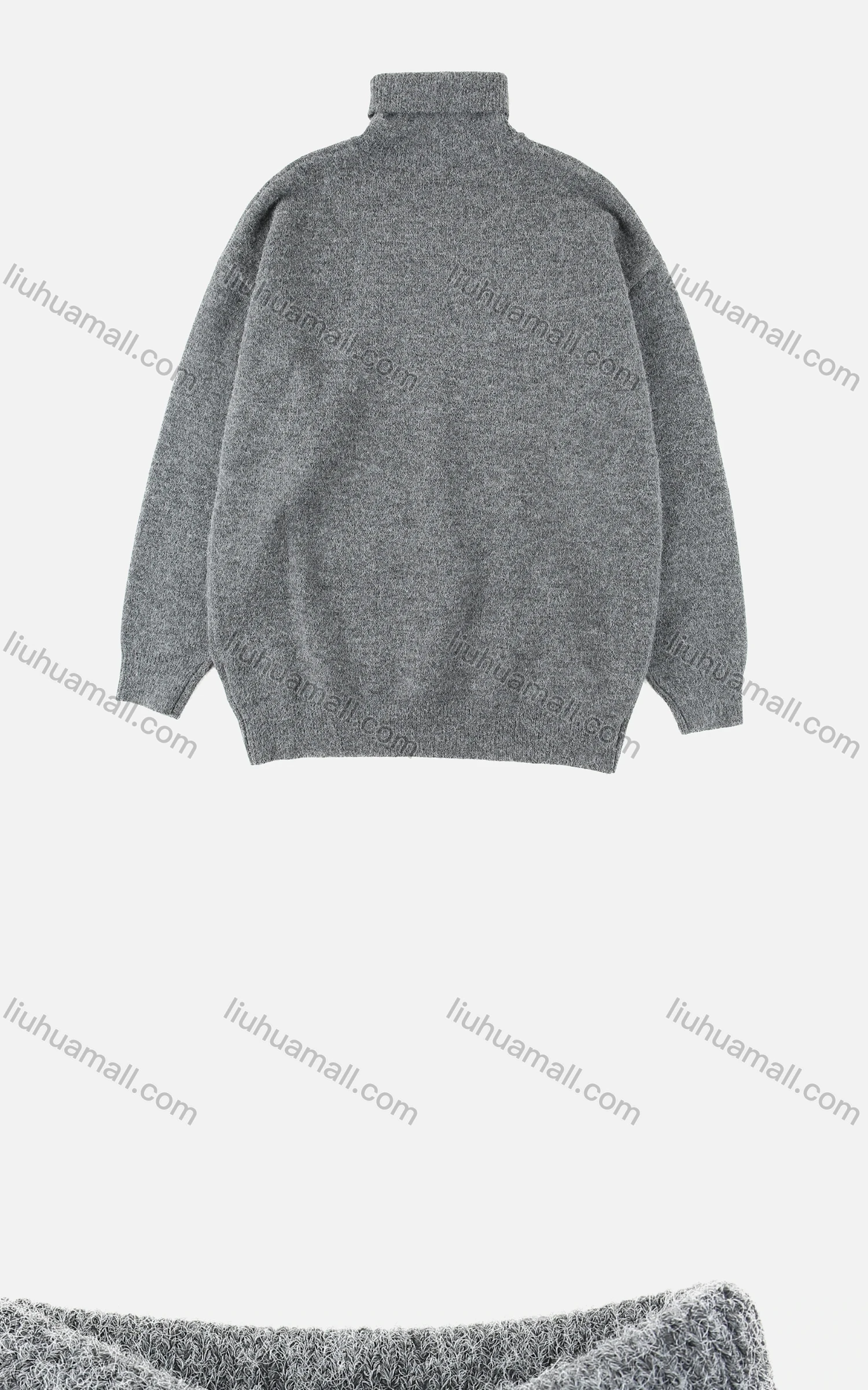 Wholesale Men's Casual Plain High Neck Drop Shoulder Long Sleeve Turtleneck Knit Sweater - Liuhuamall