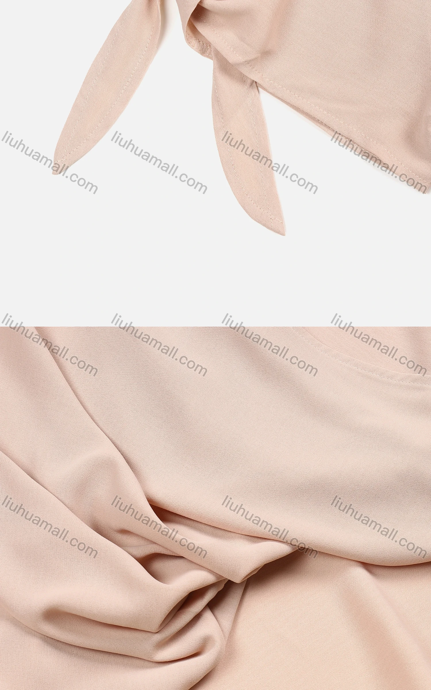 Wholesale Women's Summer V-Neck Lace Up Cuffs Ruched Plain Casual Top - Liuhuamall