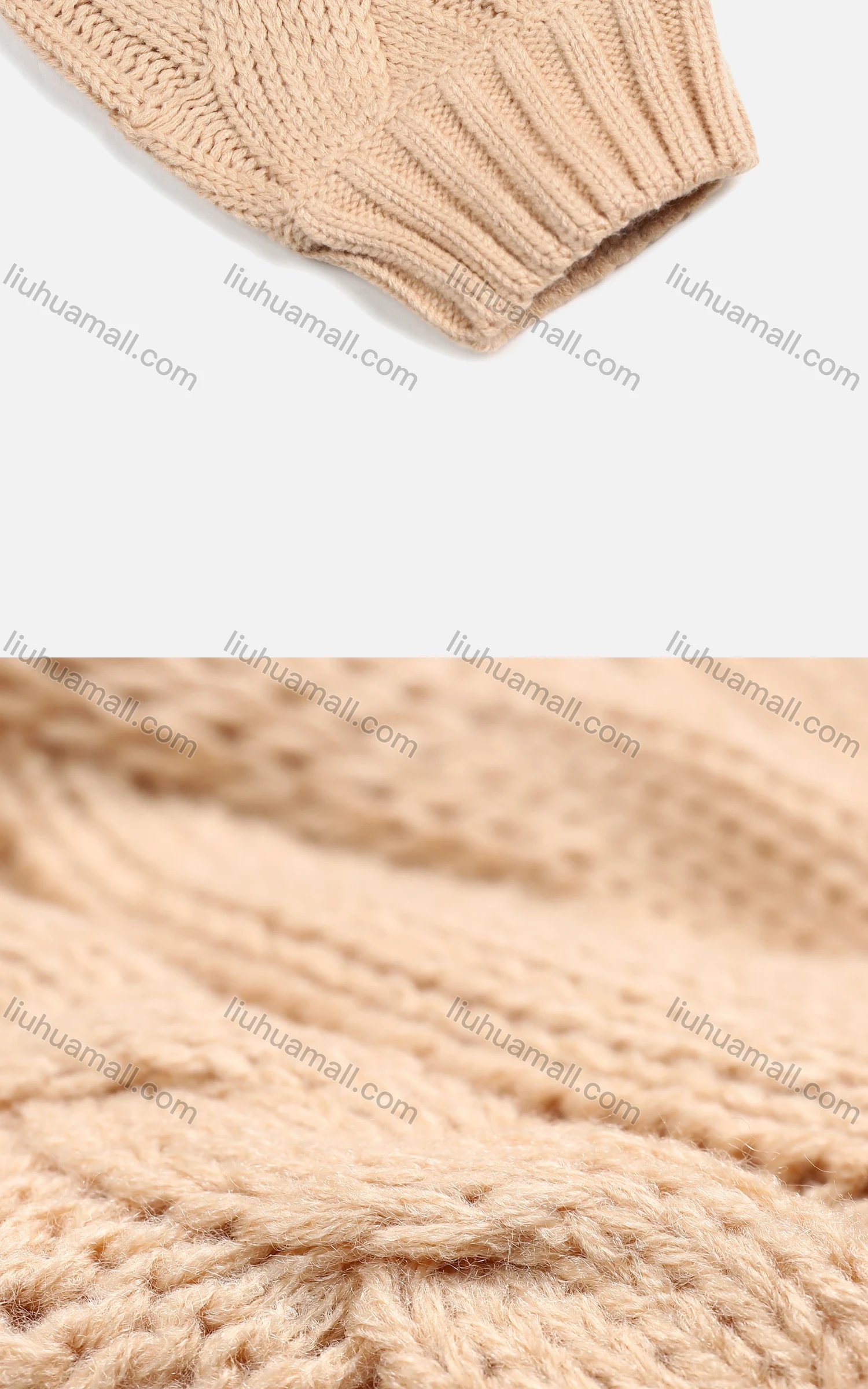 Wholesale Women's Winter Plain Crew Neck Cable Knit Long Sleeve Comfy Sweater - Liuhuamall