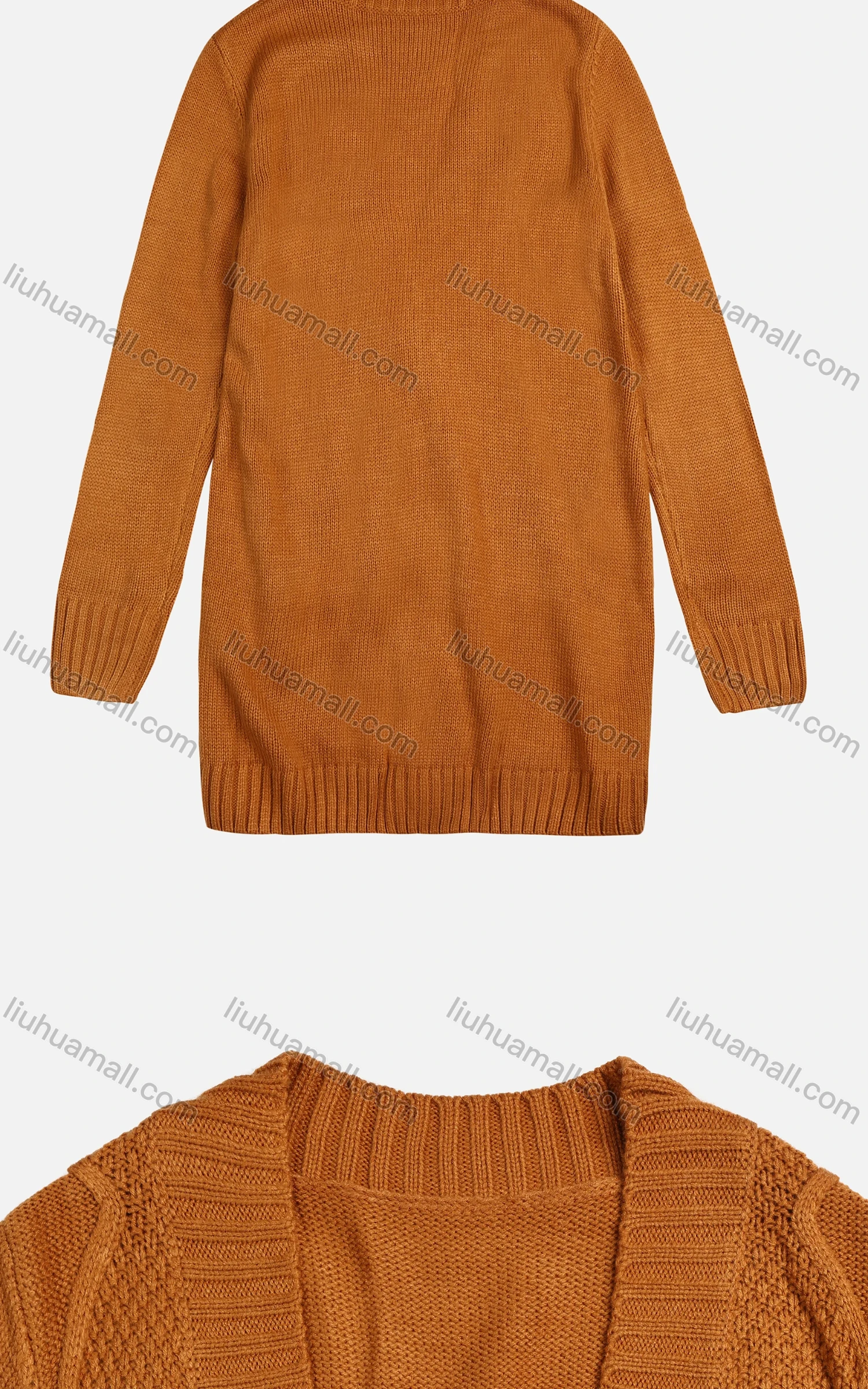 Wholesale Women's Winter V Neck Plain Button Up Rib-Knit Duel Pocket Cardigan - Liuhuamall