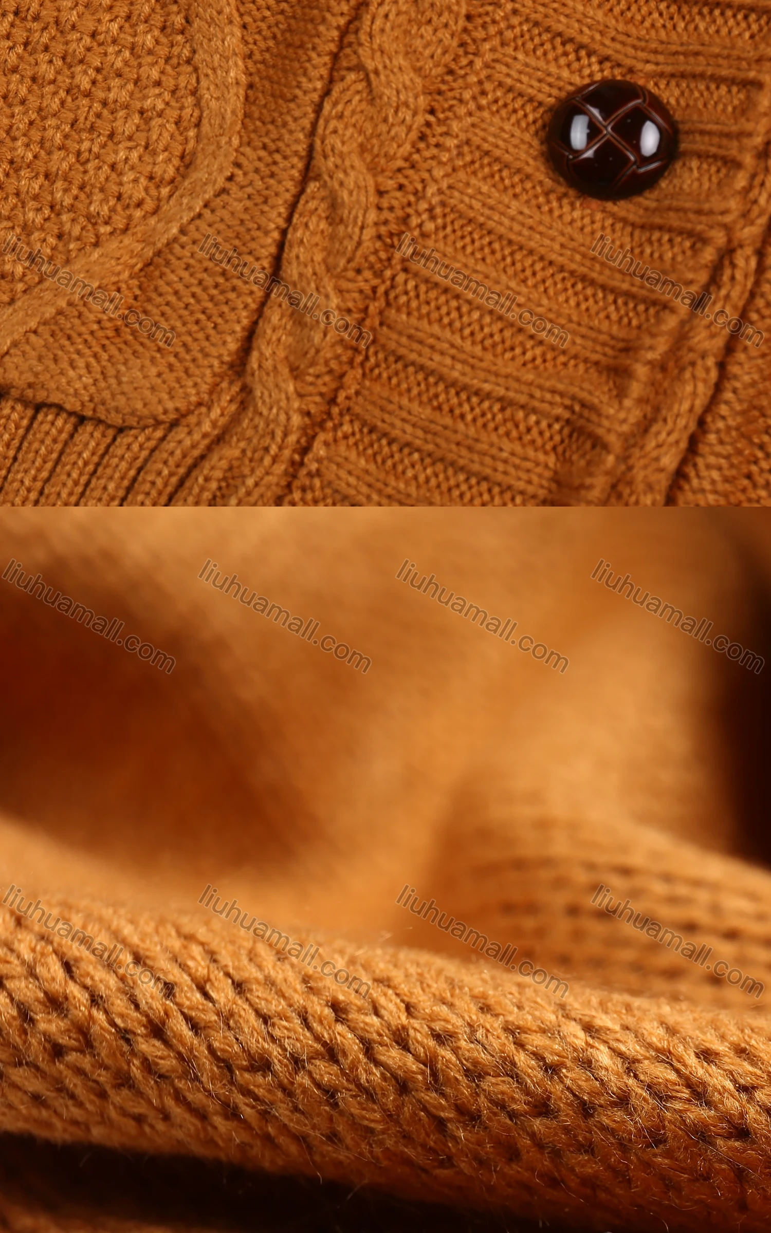 Wholesale Women's Winter V Neck Plain Button Up Rib-Knit Duel Pocket Cardigan - Liuhuamall