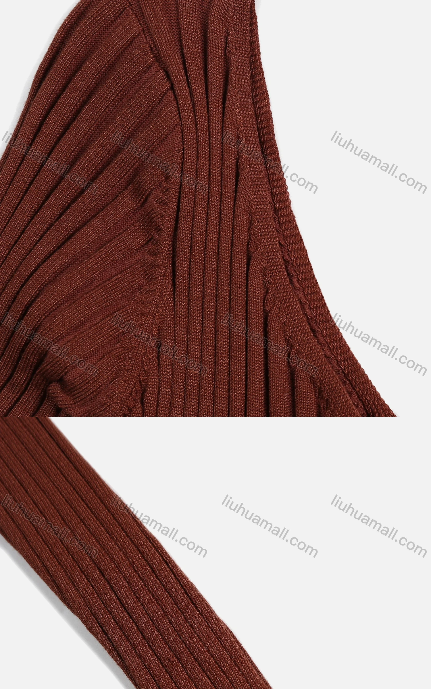 Wholesale Women's Rib-Knit Plain V Neck Long Sleeve Slim Fit Maxi Dress - Liuhuamall