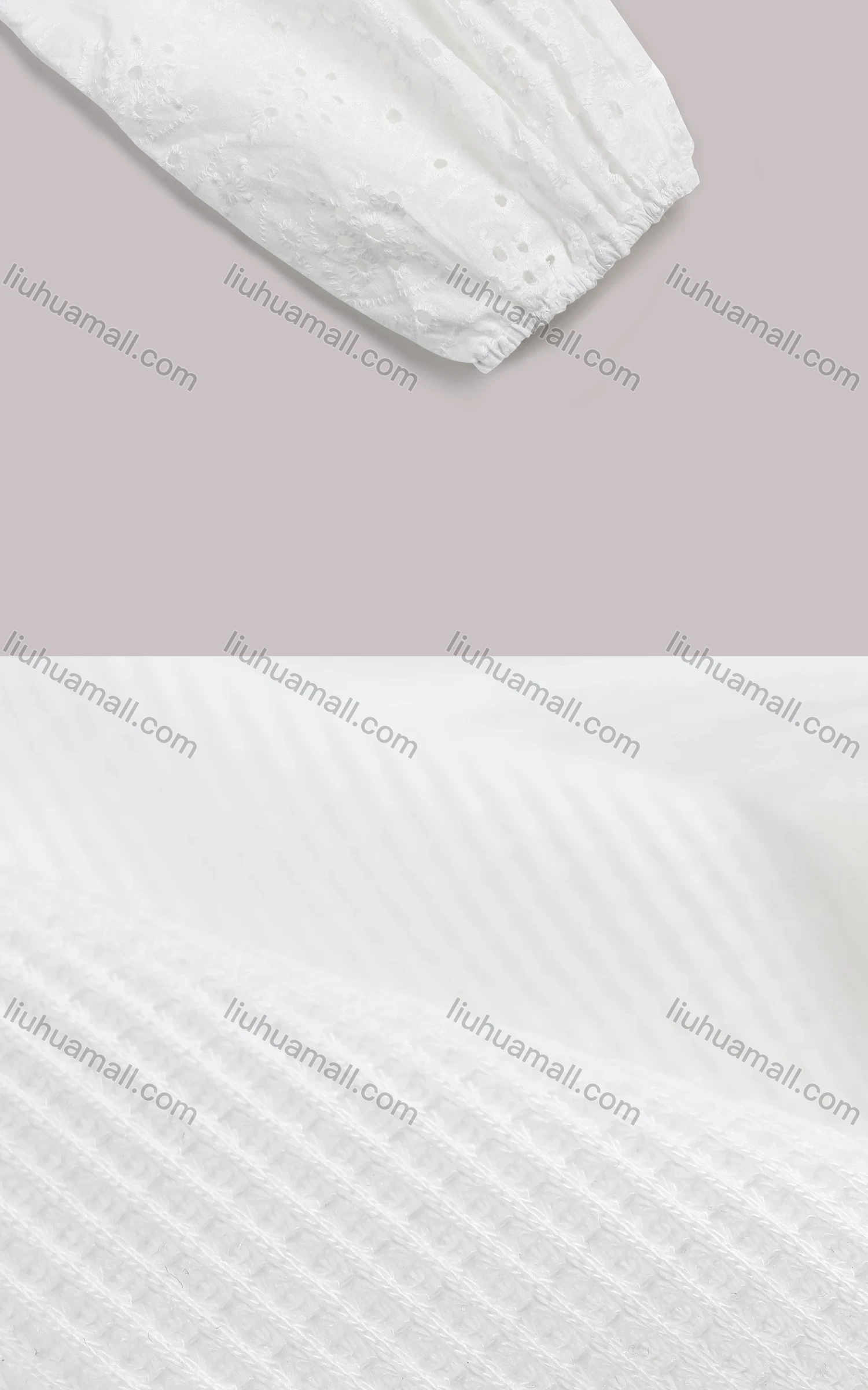 Wholesale Women's Casual Crew Neck Elastic Cuff Eyelet Embroidered Long Sleeve Knit Blouse - Liuhuamall