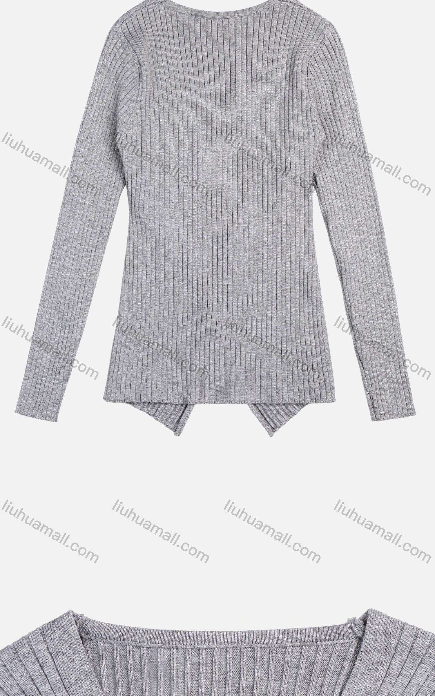 Wholesale Women's Elegant V Neck Long Sleeve Asymmetrical Hem Wrap Ribbed Knit Sweater - Liuhuamall