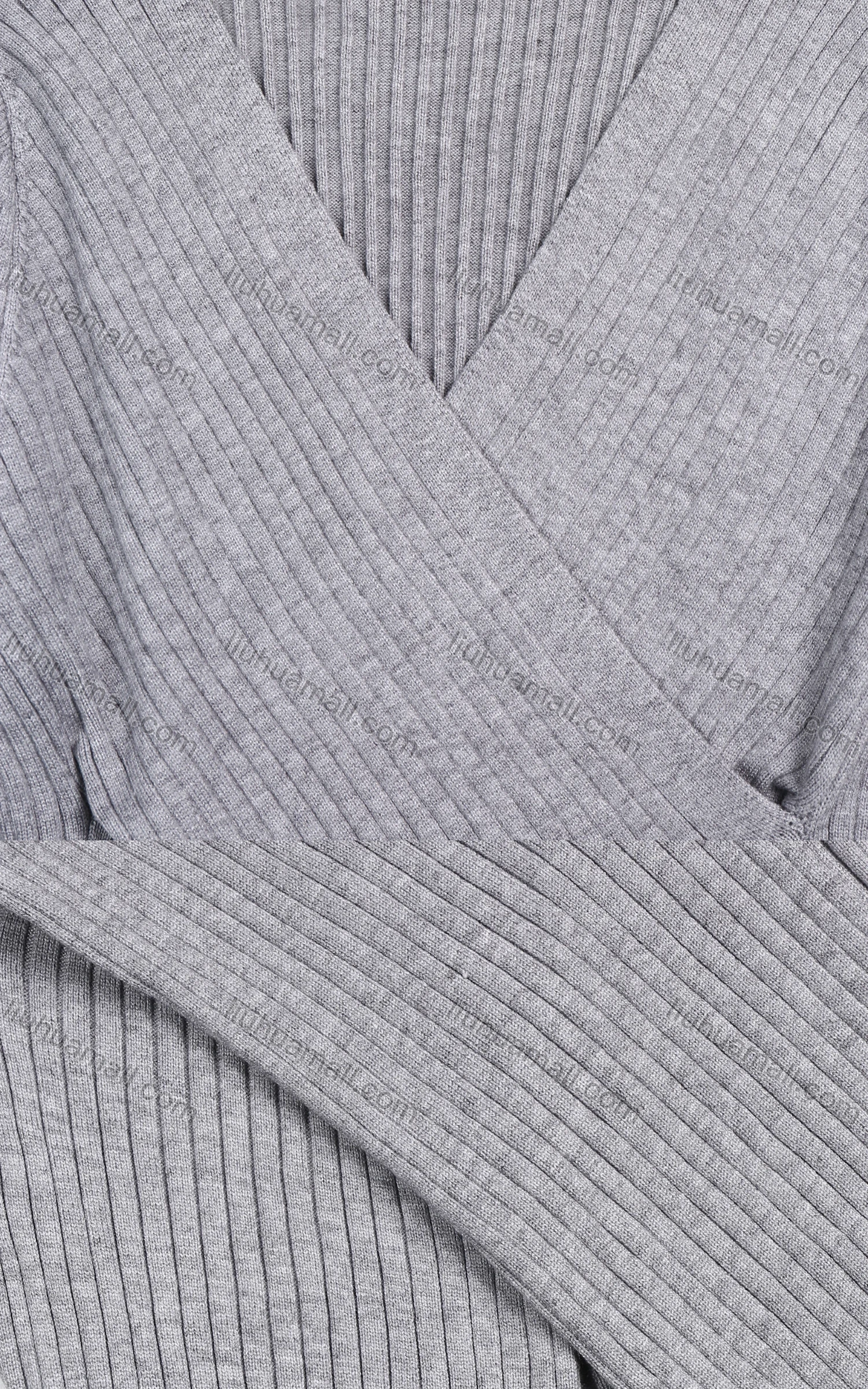 Wholesale Women's Elegant V Neck Long Sleeve Asymmetrical Hem Wrap Ribbed Knit Sweater - Liuhuamall