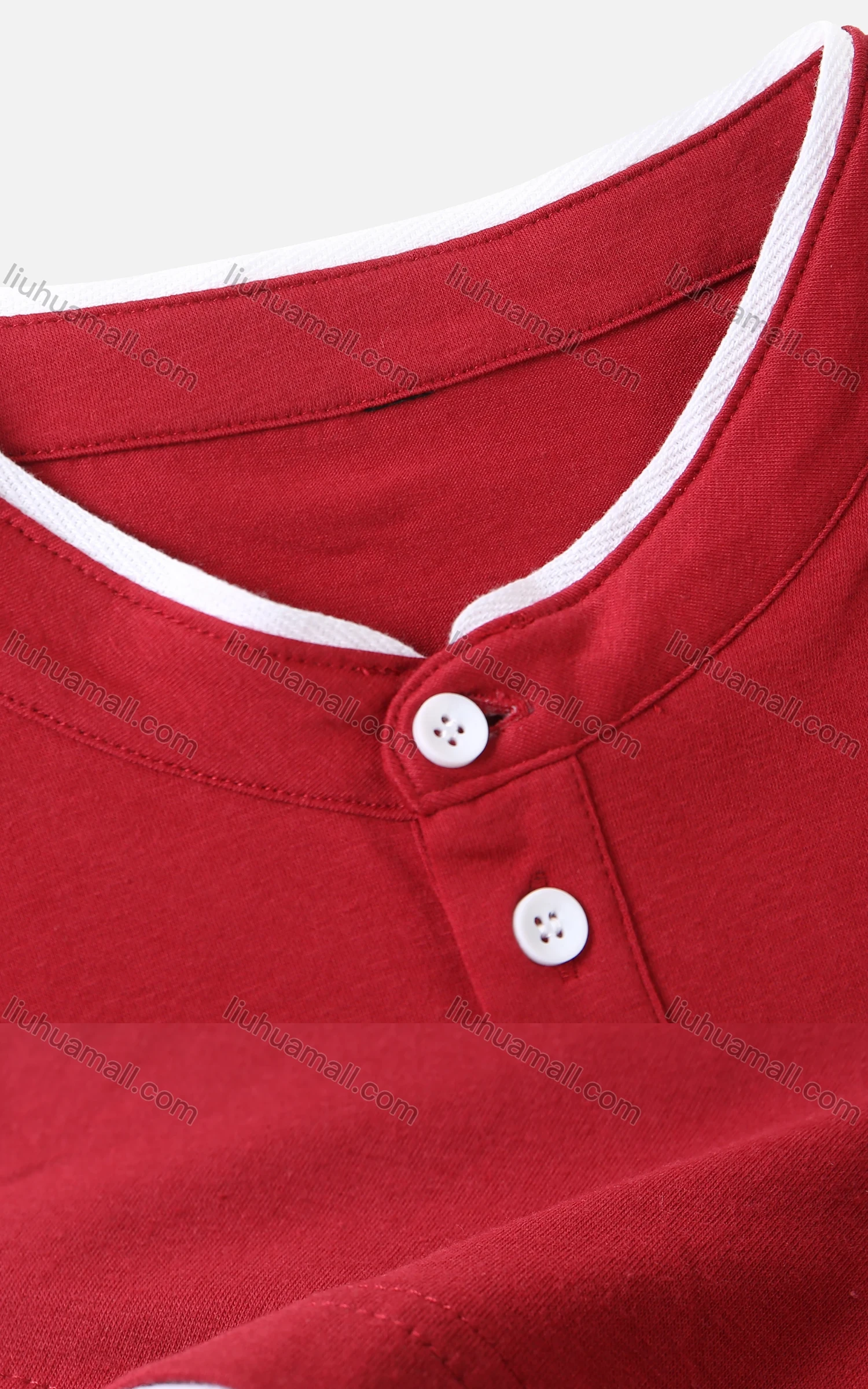 Wholesale Men's Plain Button Front Short Sleeve Henry Shirt - Liuhuamall