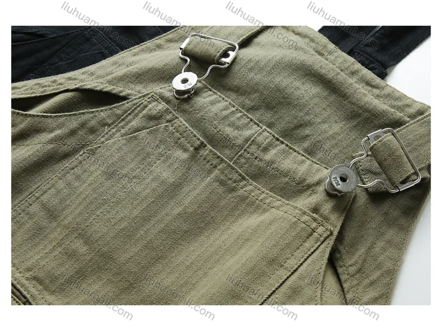 Wholesale Men's Plain Multiple Flap Pockets American Suspenders Loose Casual Cargo Overalls PM-3320# - Liuhuamall