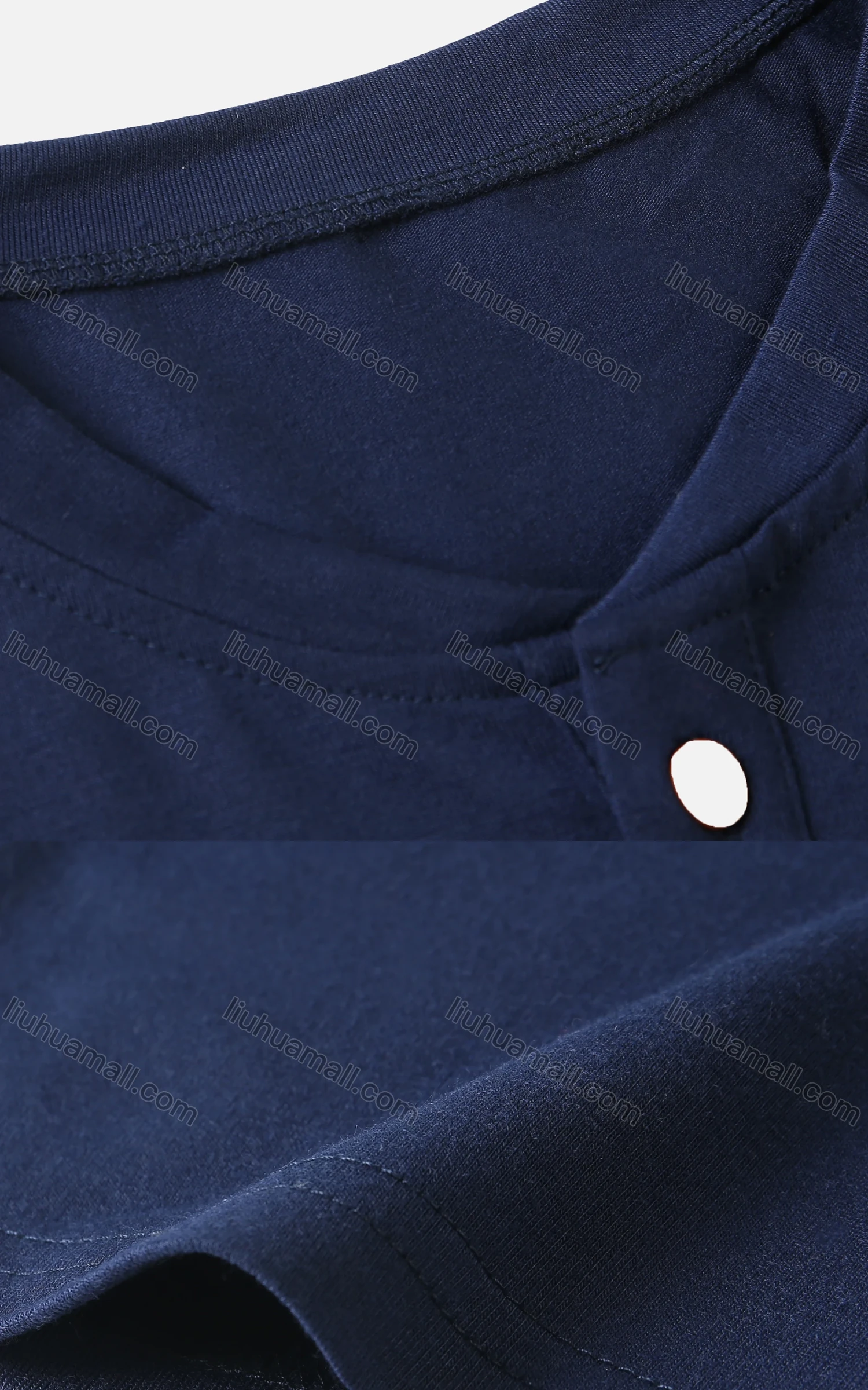 Wholesale Men's Plain Round Neck Button Front Short Sleeve Henry Shirt - Liuhuamall