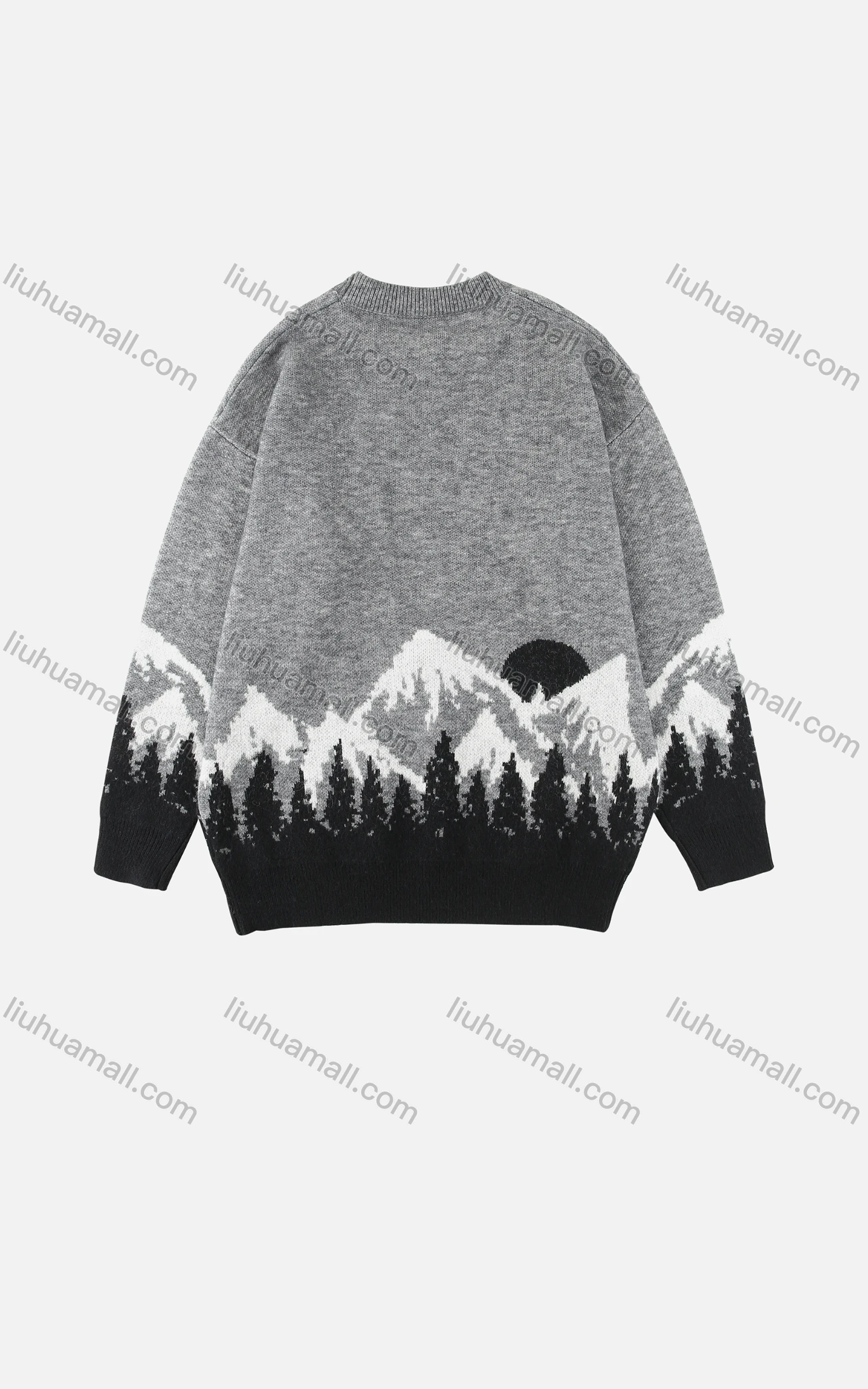 Wholesale Men's Landscape Pattern Round Neck Long Sleeve Thermal Sweater - Liuhuamall