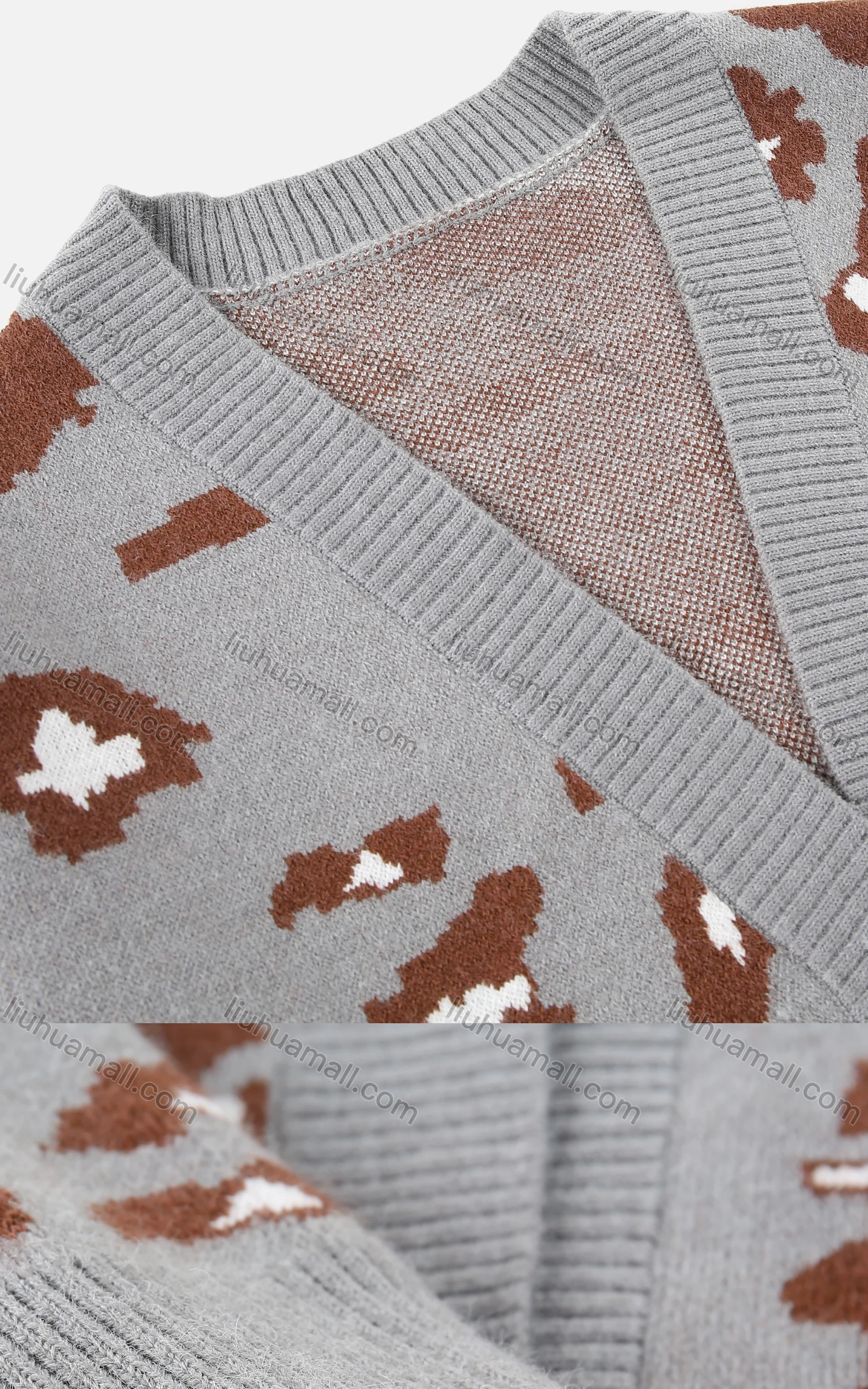 Wholesale Women's Open Front Long Sleeve Graphic Pattern Rib-Knit Cardigan - Liuhuamall