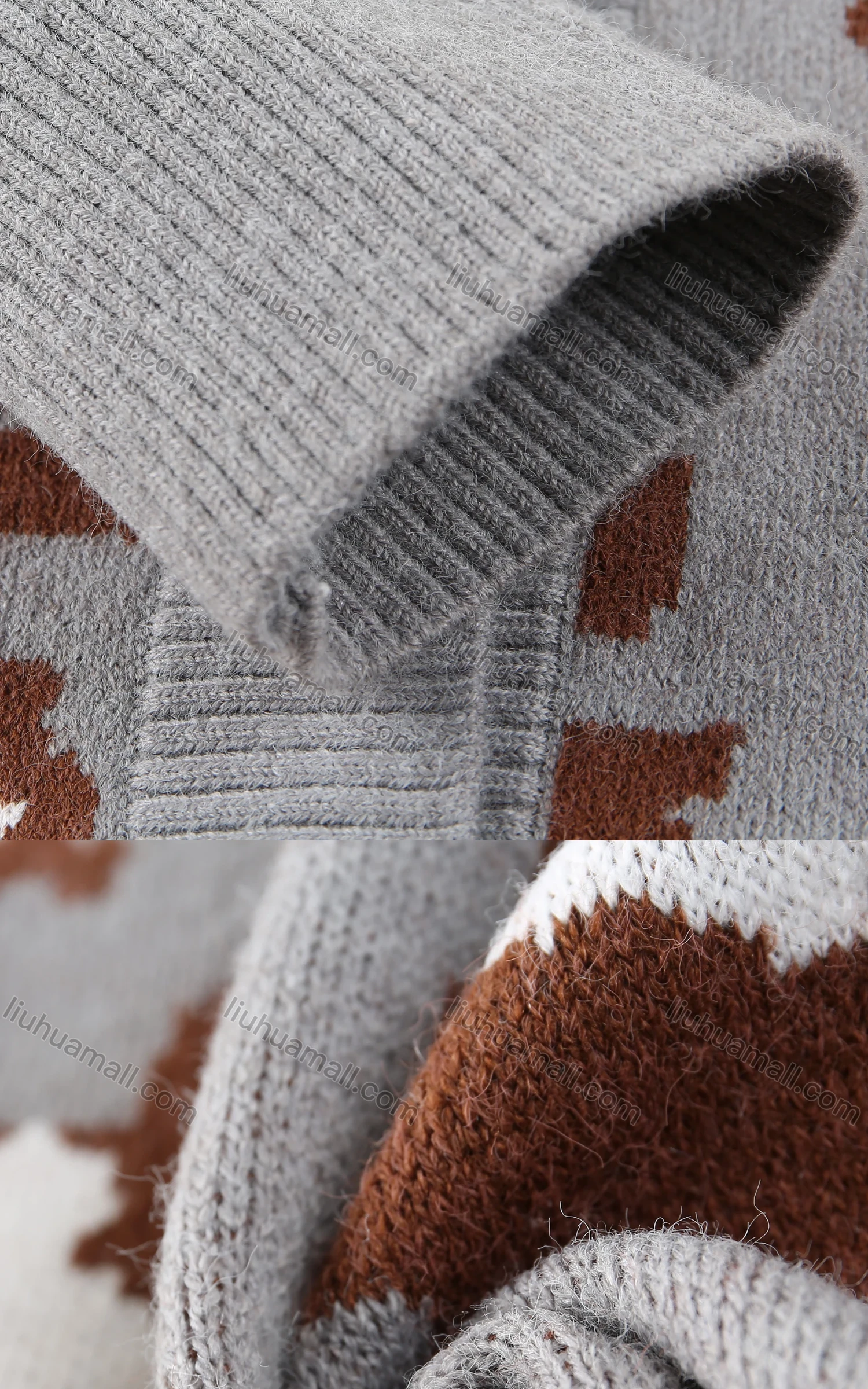 Wholesale Women's Open Front Long Sleeve Graphic Pattern Rib-Knit Cardigan - Liuhuamall