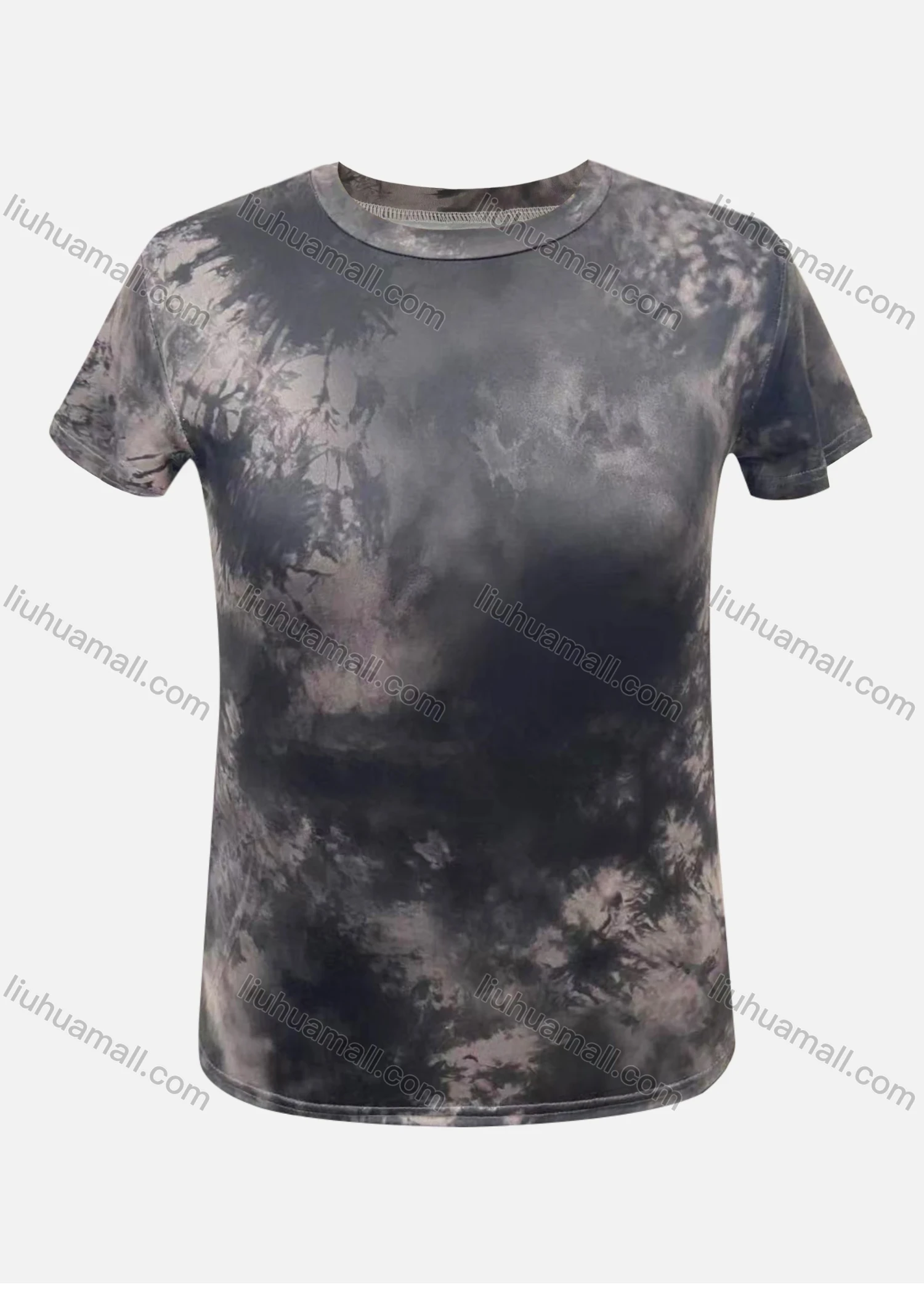 Wholesale Women's Round Neck Short Sleeve Tie Dye Casual T-Shirt - Liuhuamall