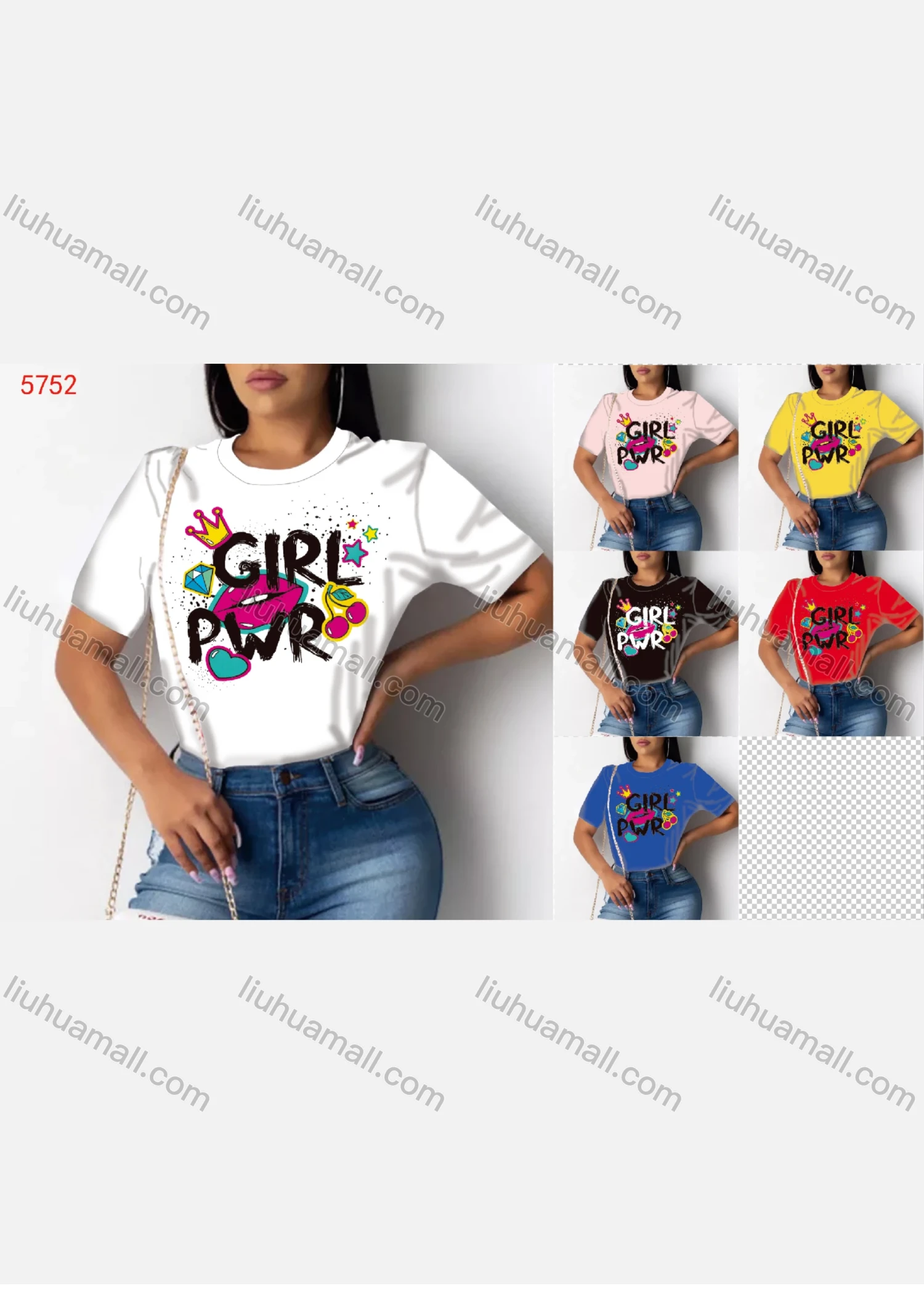 Wholesale Women's Casual Round Neck Short Sleeve Graffiti Print T-Shirt 5752# - Liuhuamall