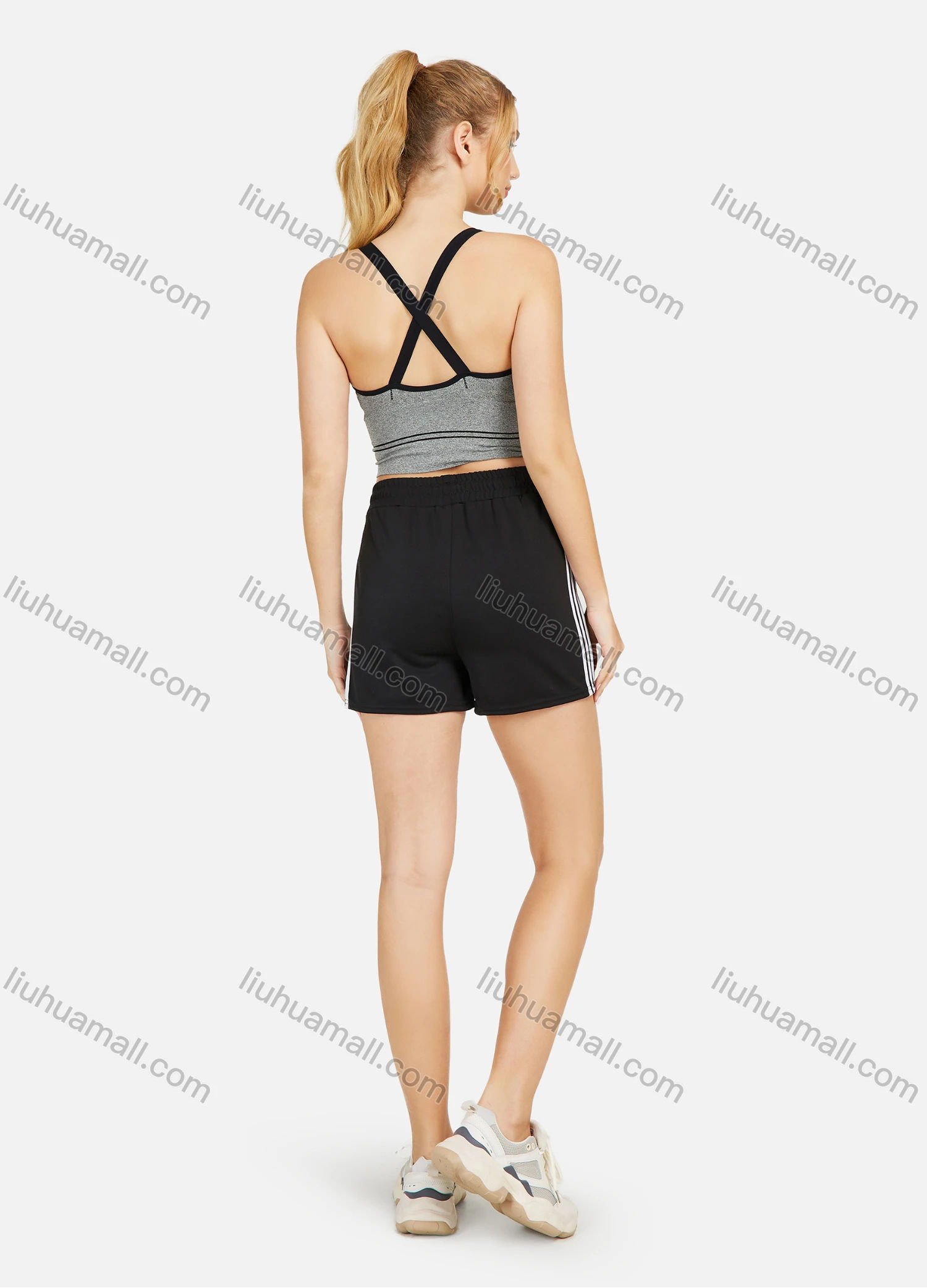 Wholesale Women's Sports Quick-Drying Beauty Back Crop Tank Top With Shorts 2 Piece Set - Liuhuamall