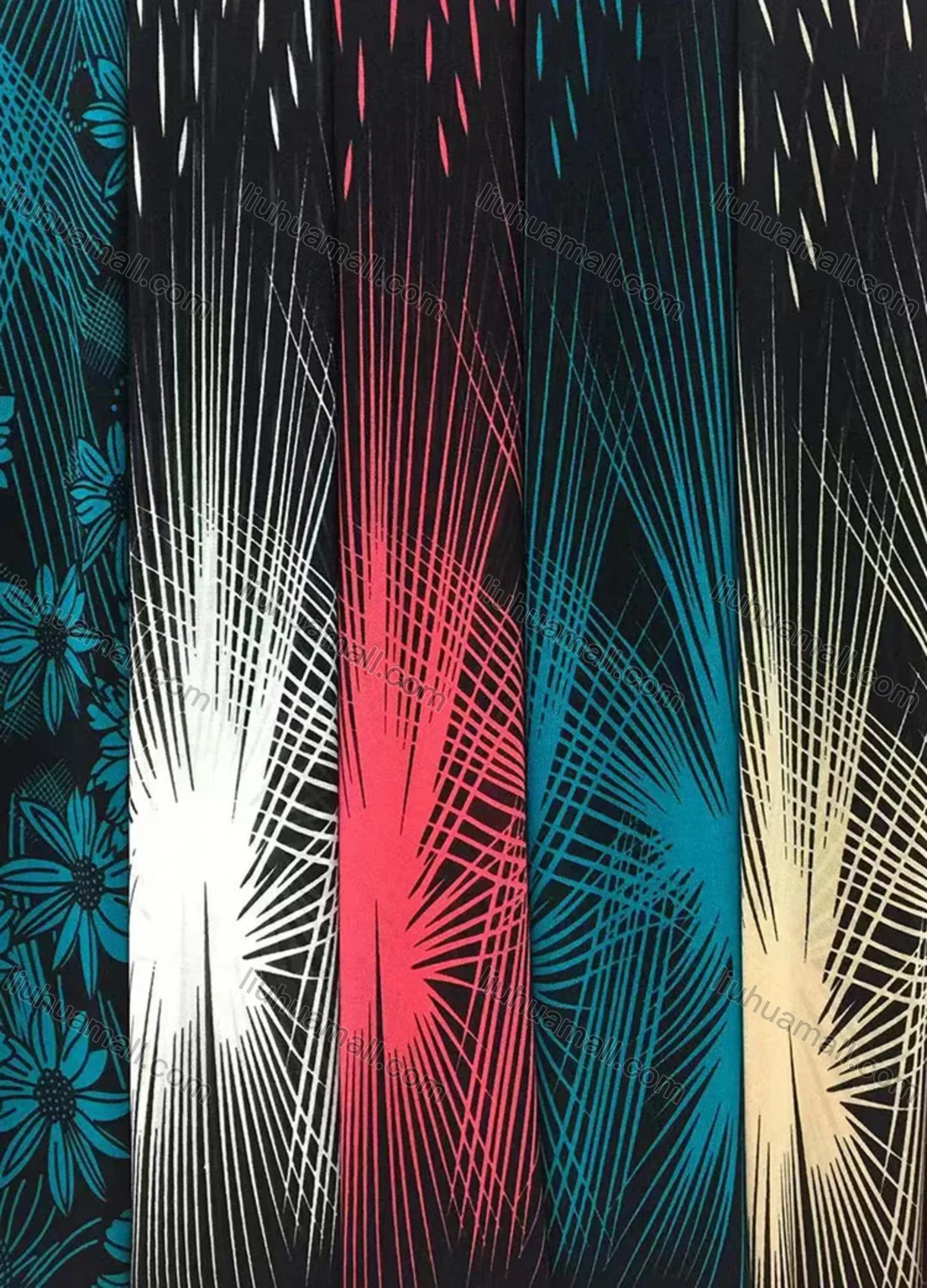 Wholesale Women's Casual Abstract Print Half Sleeve Cardigan & Sheer Embroidery Lace Splicing Cropped Pant Set - Liuhuamall