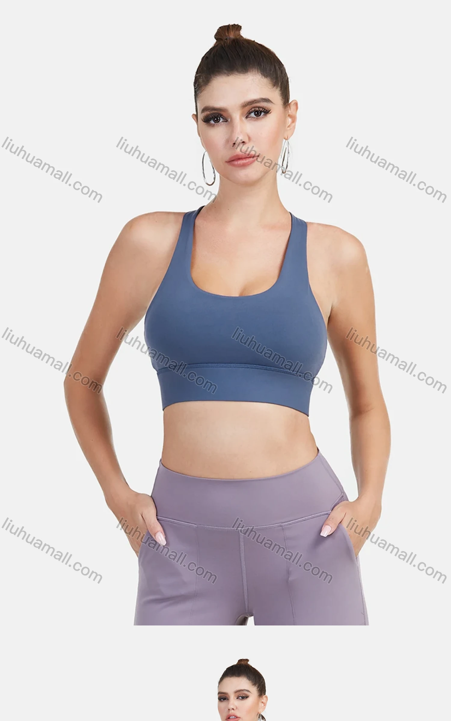 Wholesale Women's Plain Sporty Criss Cross Back Training Crop Tank Top - Liuhuamall