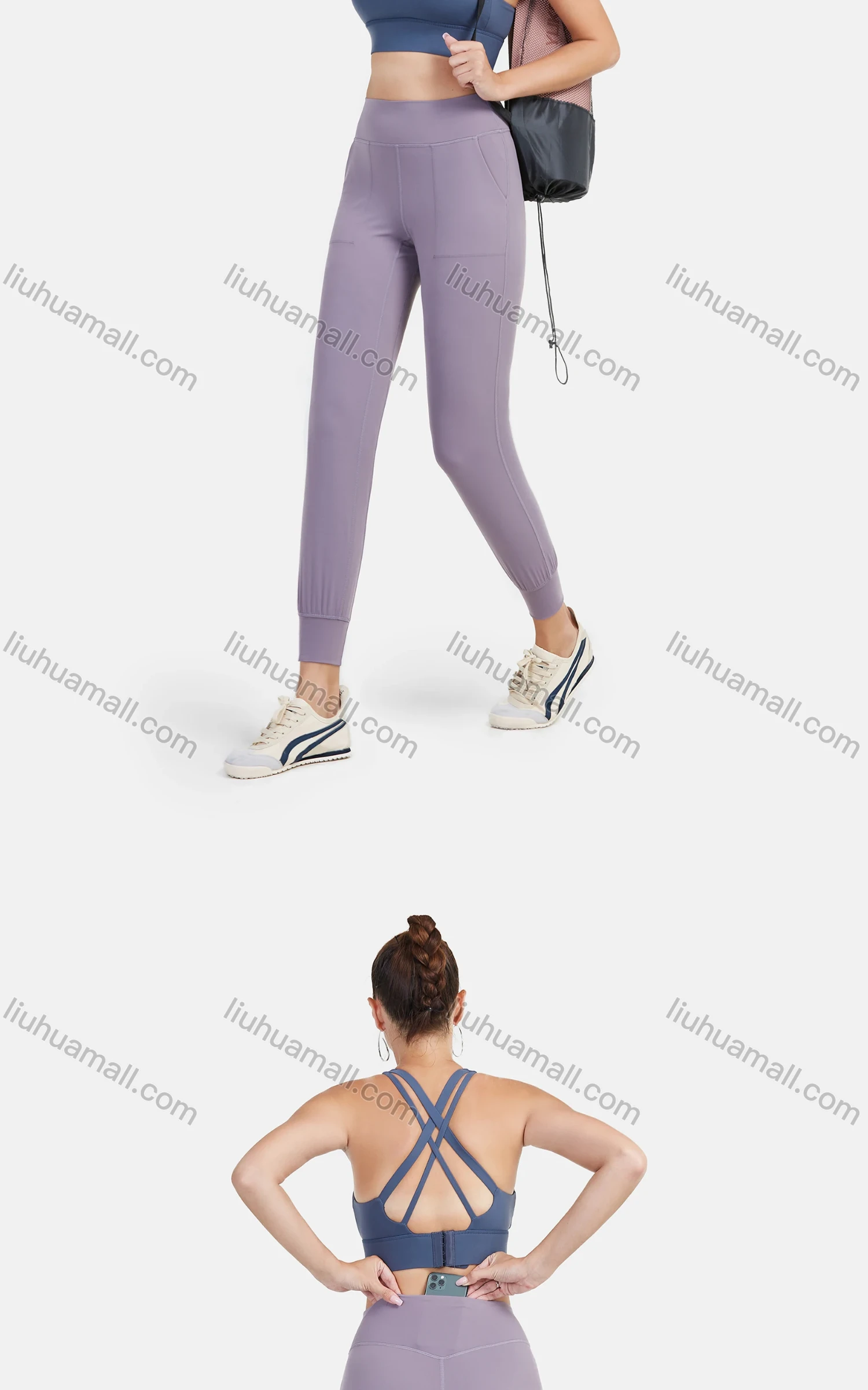 Wholesale Women's Plain Sporty Criss Cross Back Training Crop Tank Top - Liuhuamall