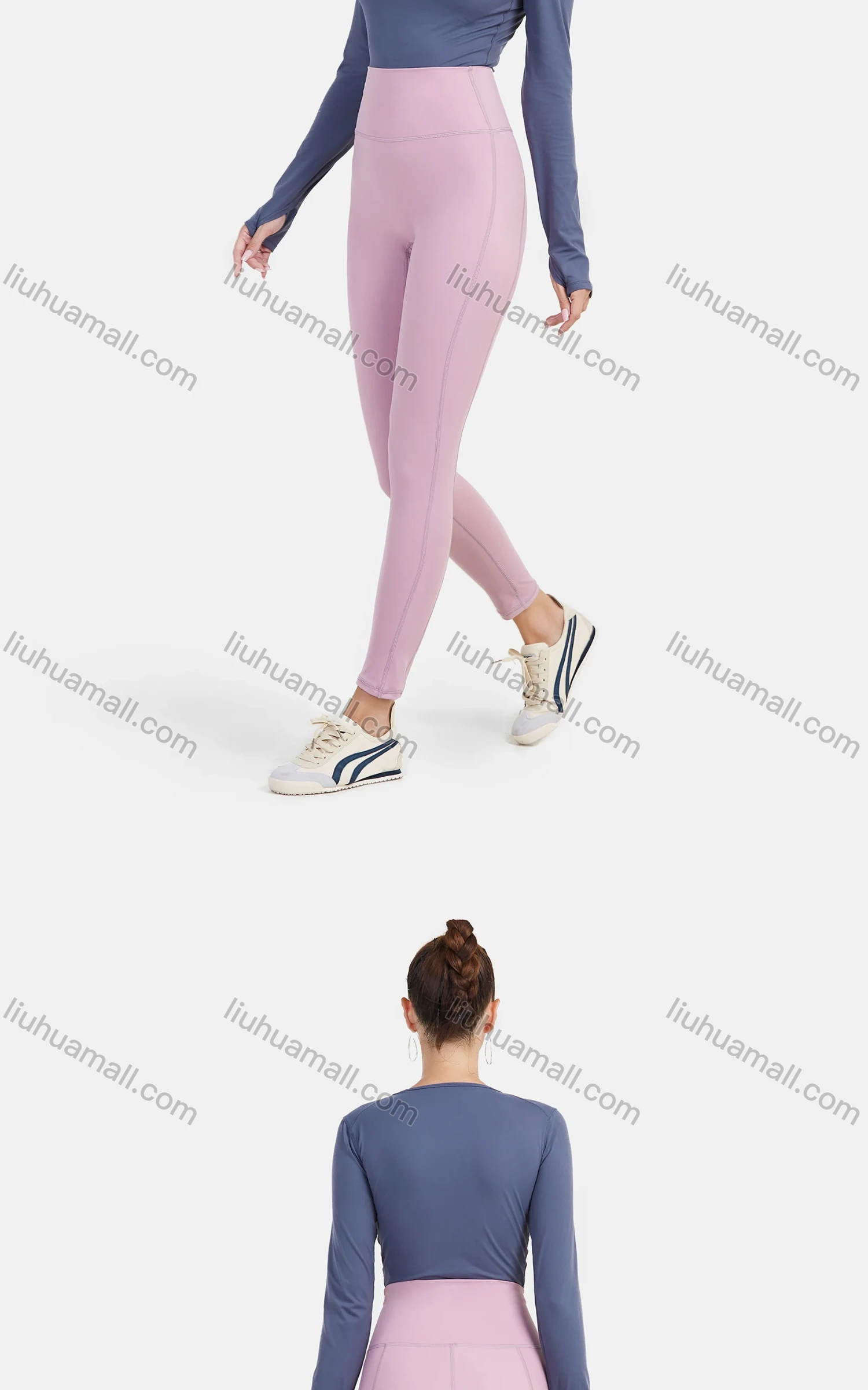 Wholesale Women's Sporty Plain Crew Neck Long Sleeve Training Crop Top - Liuhuamall